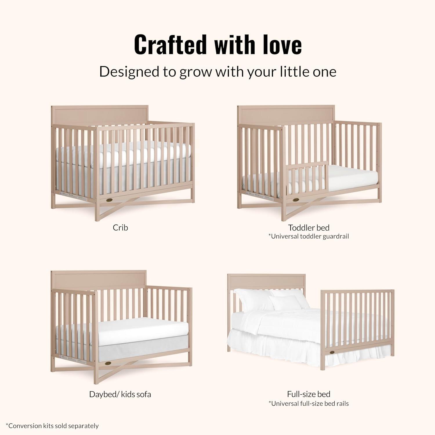 Dream On Me Owen 5-in-1 Convertible Crib, Almond Butter, large