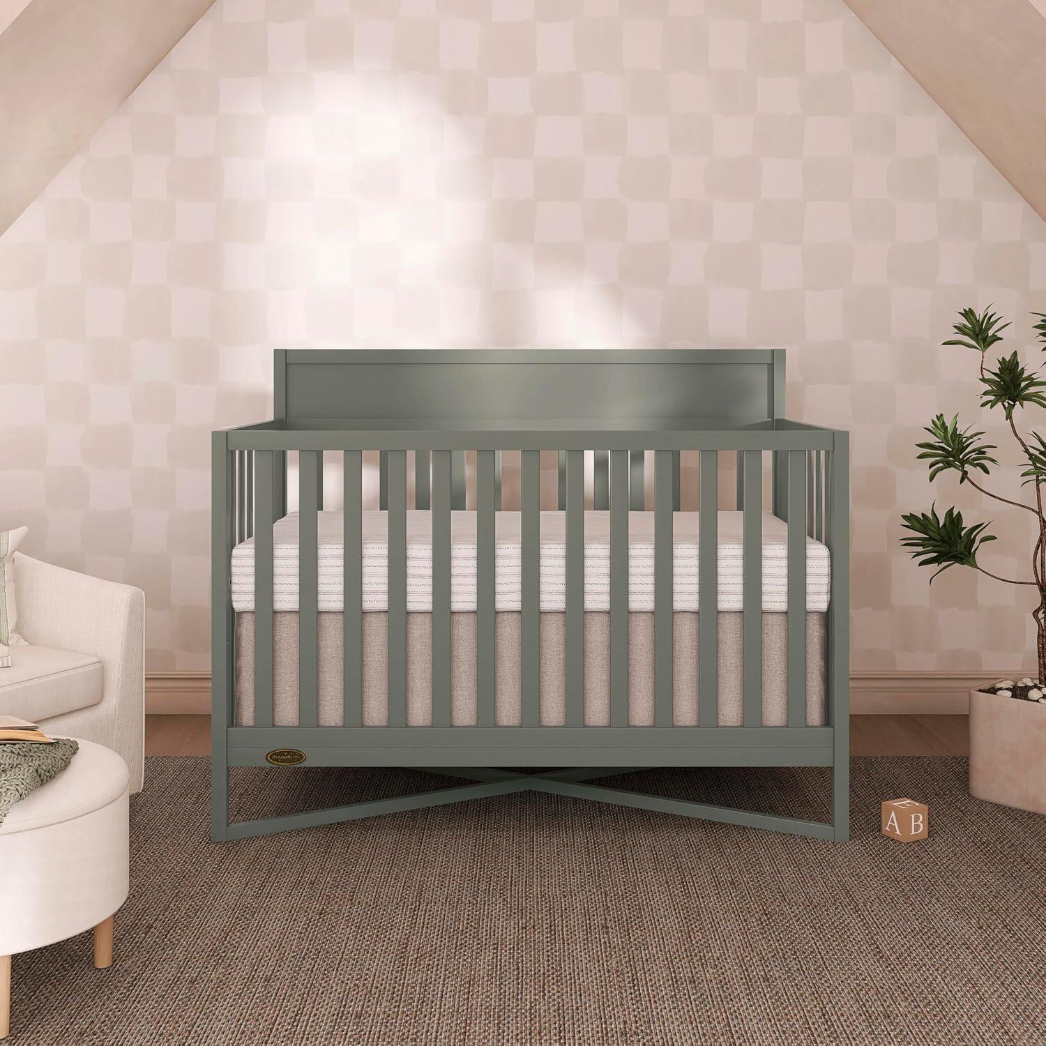 Dream On Me Owen 5-in-1 Convertible Crib, Sea Grass, rollover