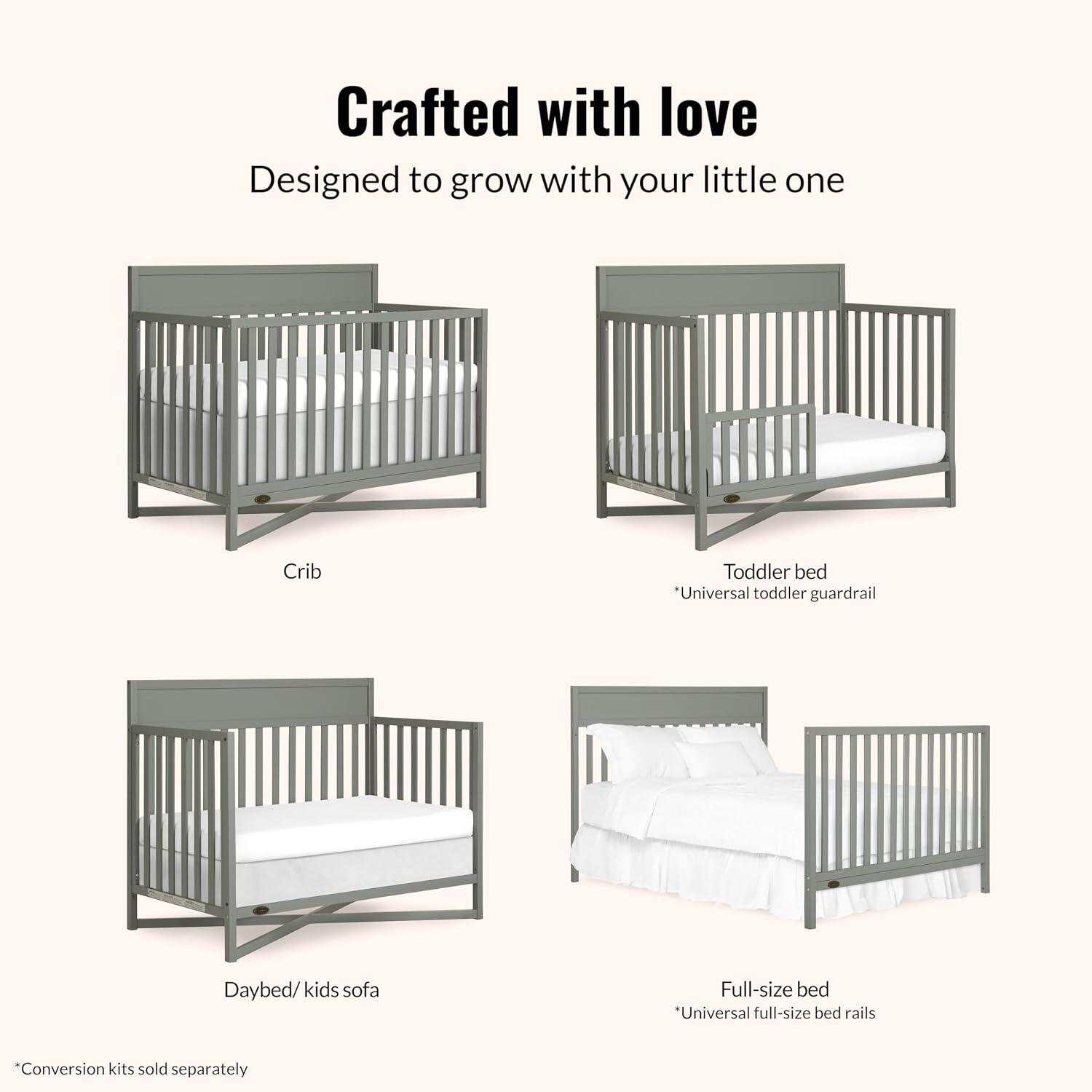 Dream On Me Owen 5-in-1 Convertible Crib, Sea Grass, large