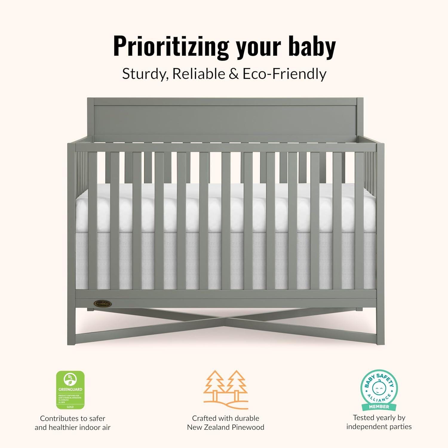 Dream On Me Owen 5-in-1 Convertible Crib, Sea Grass, large