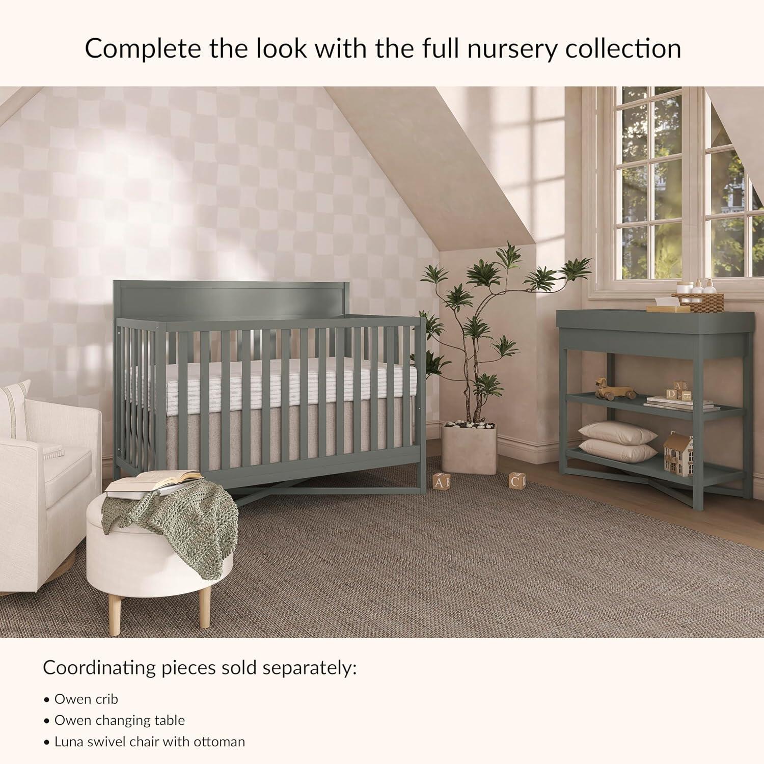Dream On Me Owen 5-in-1 Convertible Crib, Sea Grass, large