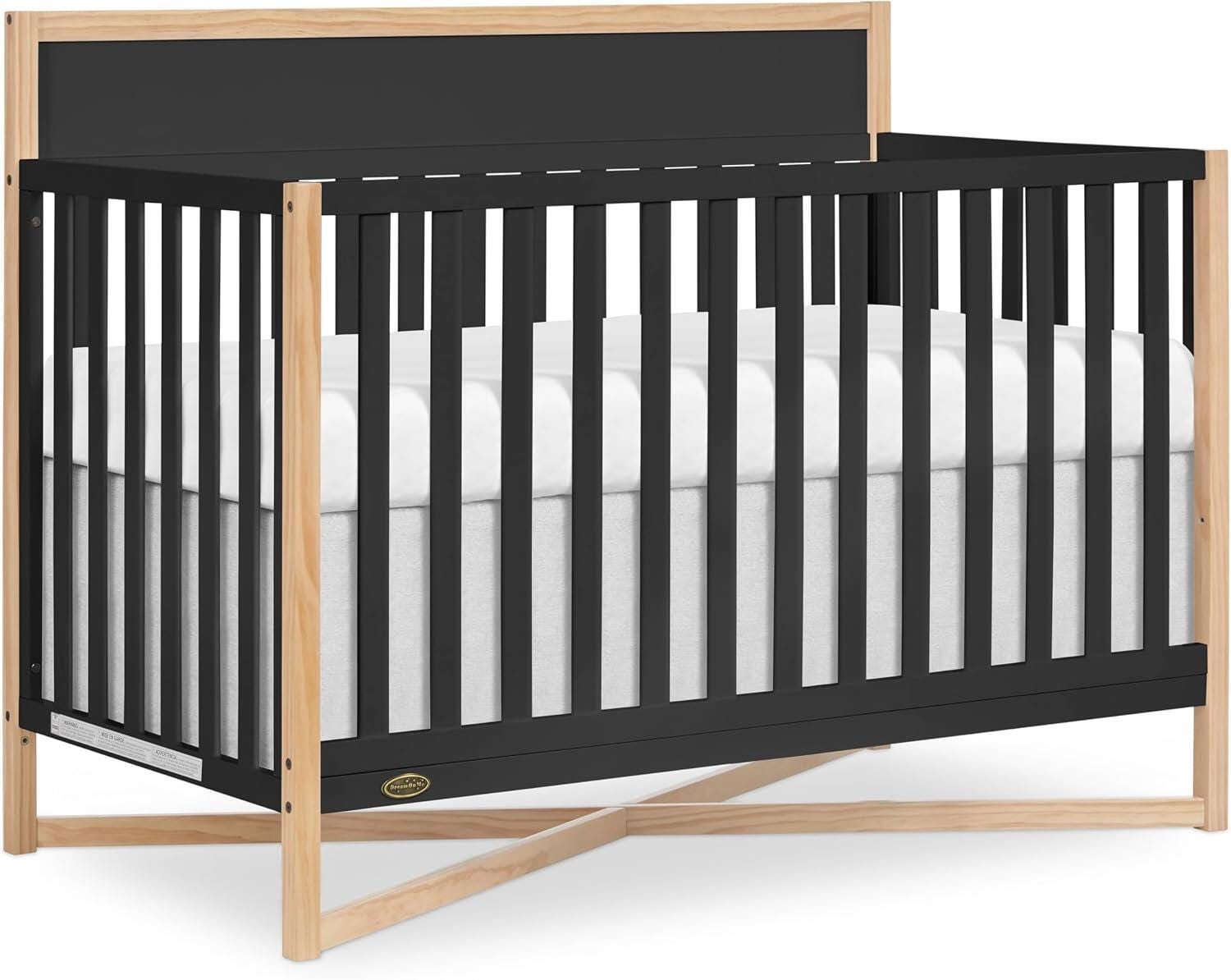 Dream On Me Owen 5-in-1 Convertible Crib, Matte Black/Beige, large