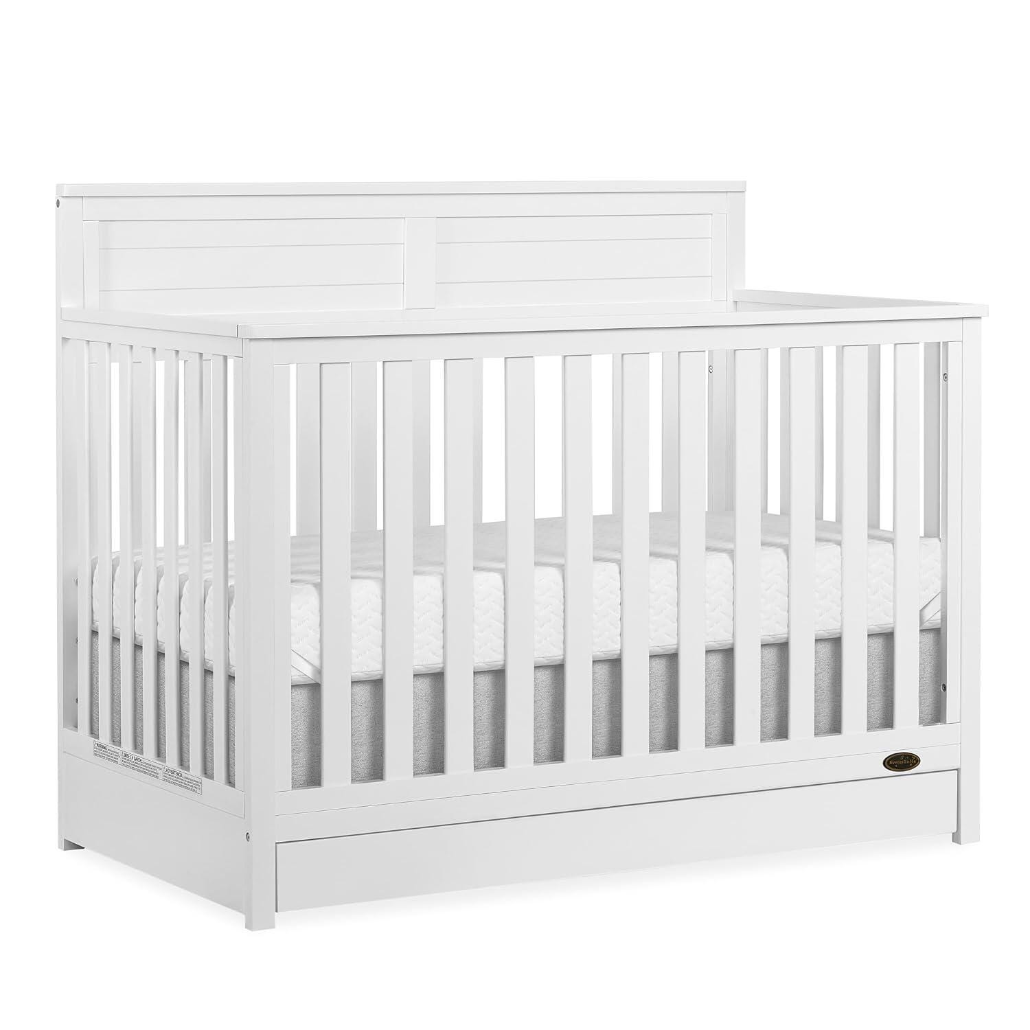 Dream On Me Reign 5-in-1 Convertible Crib with Storage Drawer, White, large