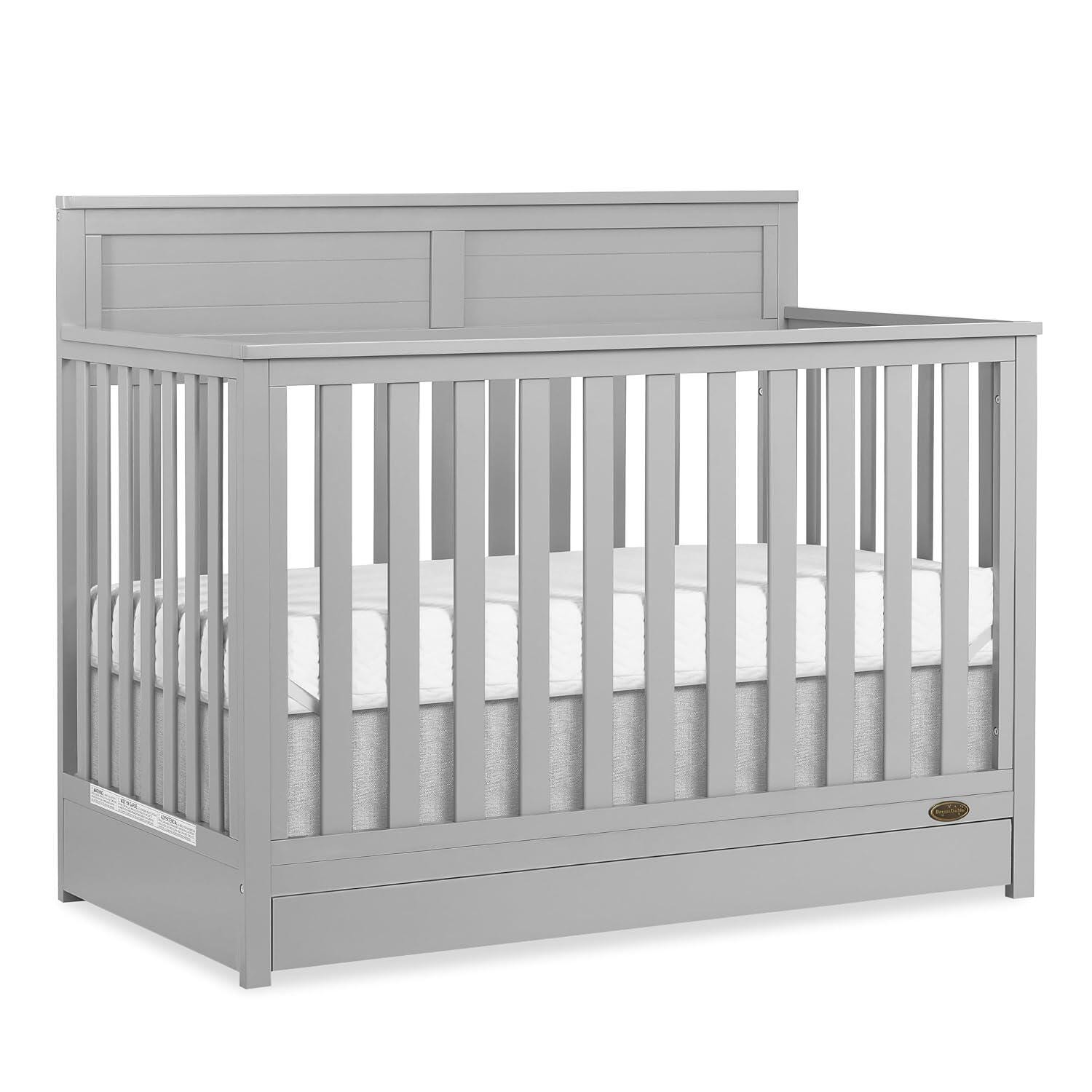 Dream On Me Reign 5-in-1 Convertible Crib with Storage Drawer, Pebble Gray, large