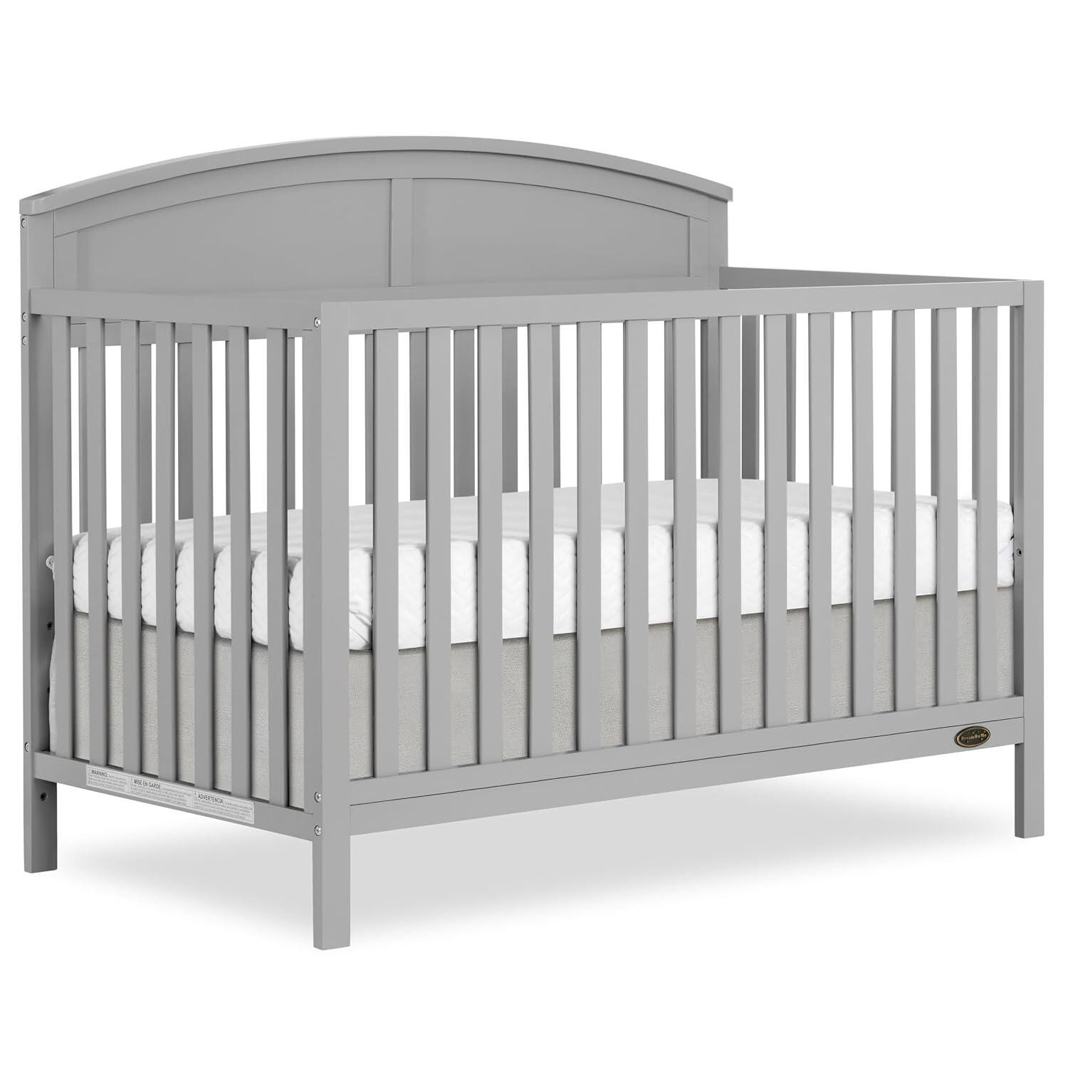 Dream On Me Storybrooke Solid 5-in-1 Convertible Crib, Pebble Gray, large