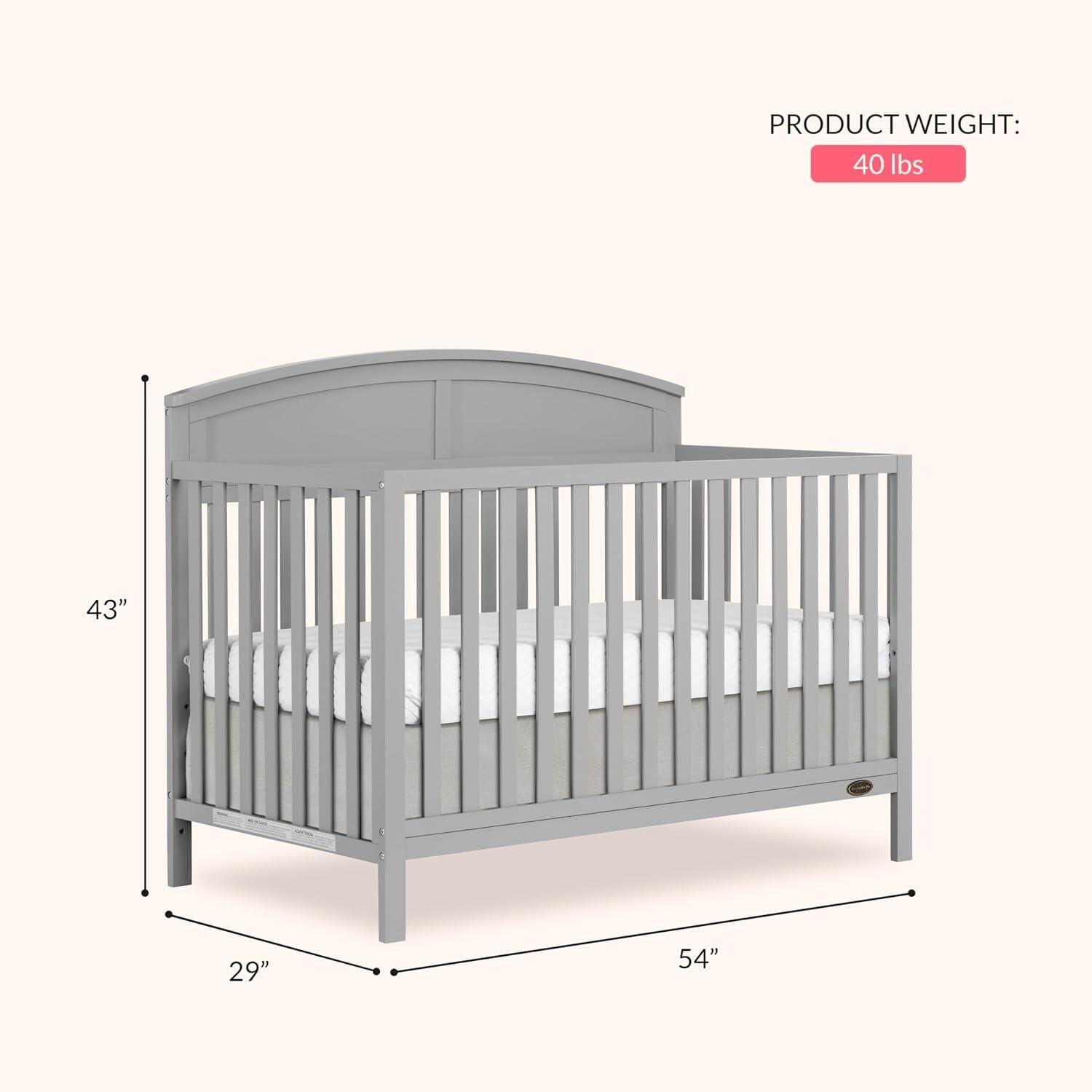 Dream On Me Storybrooke Solid 5-in-1 Convertible Crib, Pebble Gray, large