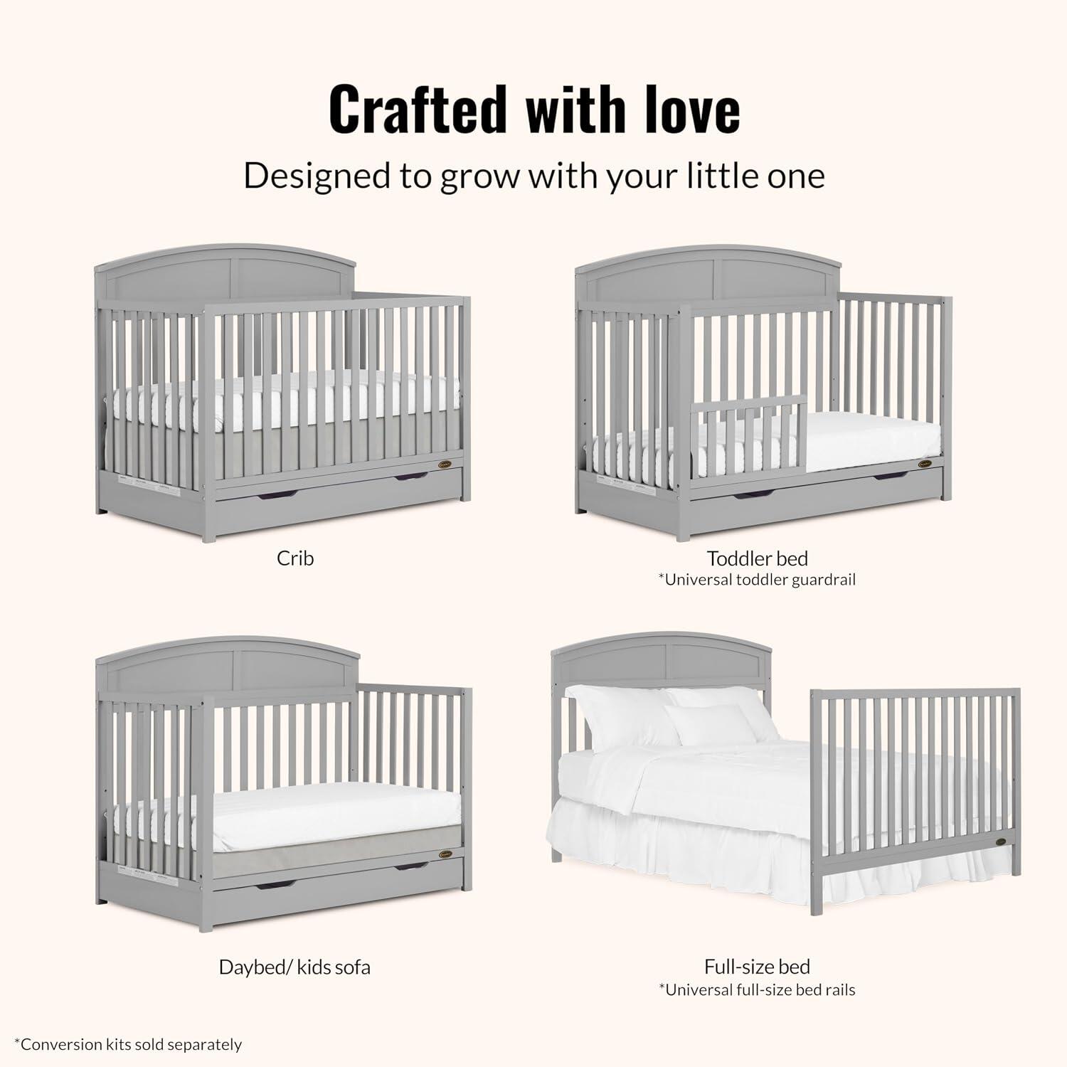 Dream On Me Storybrooke 5-in-1 Convertible Crib, Pebble Gray, large