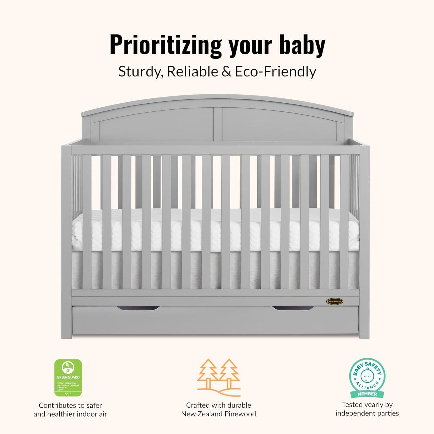 Dream On Me Storybrooke 5-in-1 Convertible Crib, Pebble Gray, large