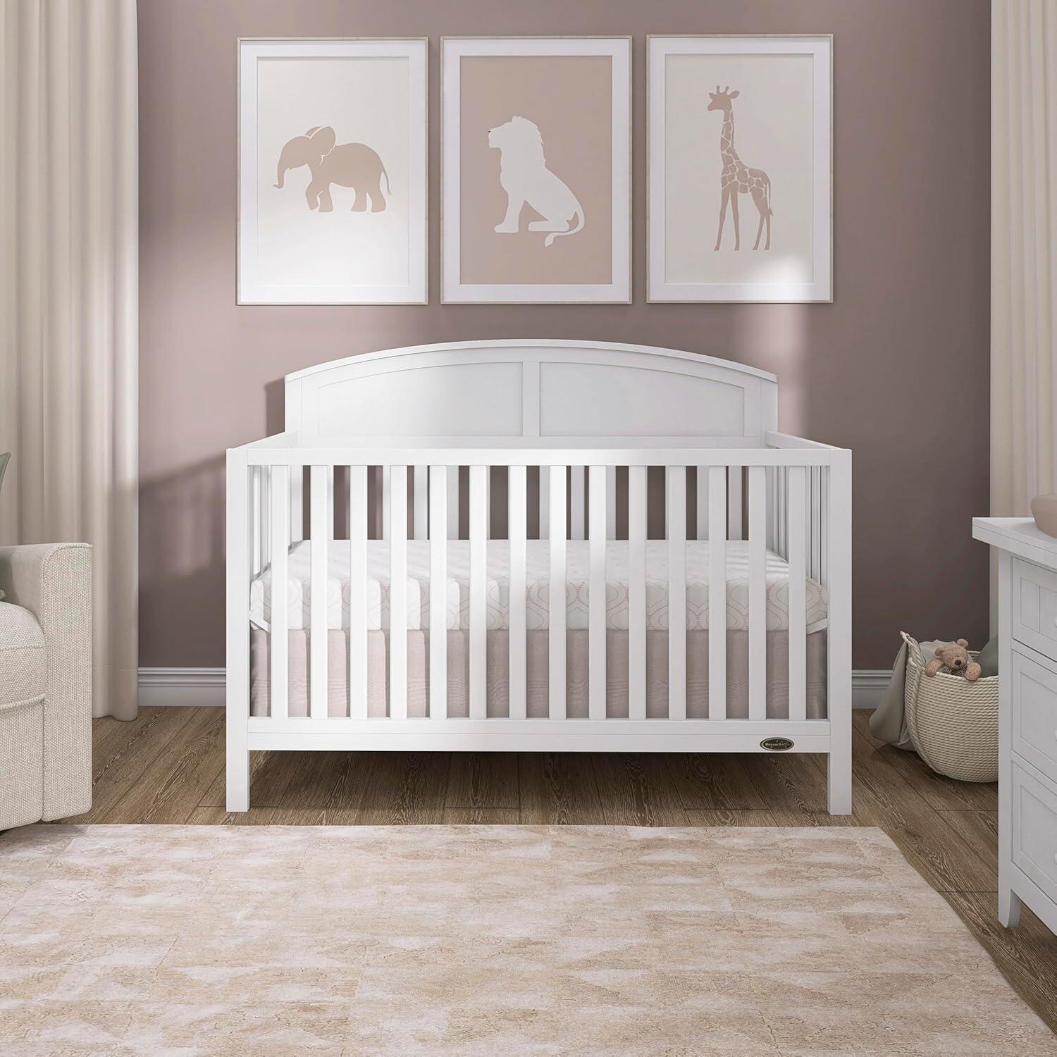 Dream On Me Storybrooke Solid 5-in-1 Convertible Crib, White, rollover