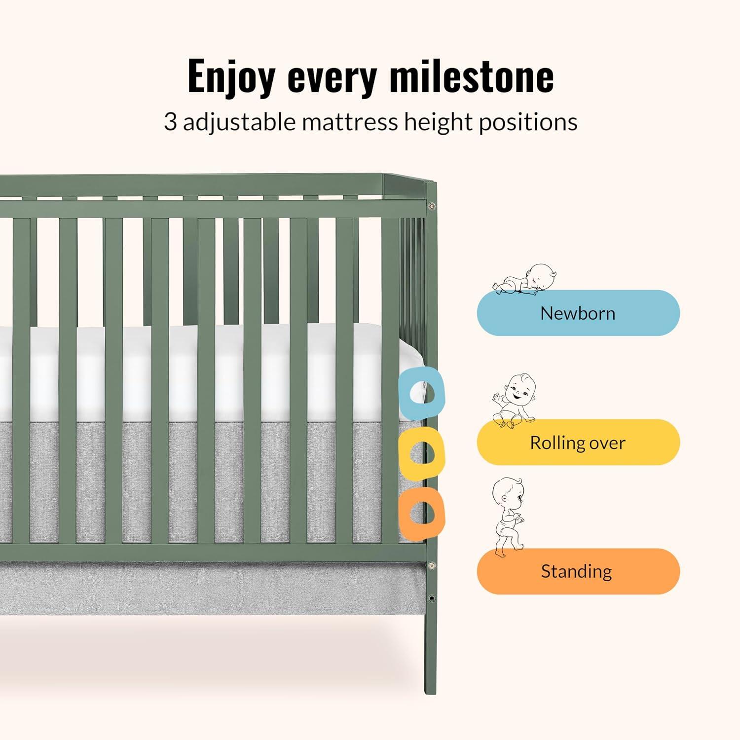 Dream On Me Synergy 5-in-1 Convertible Crib, Meadow Green, large