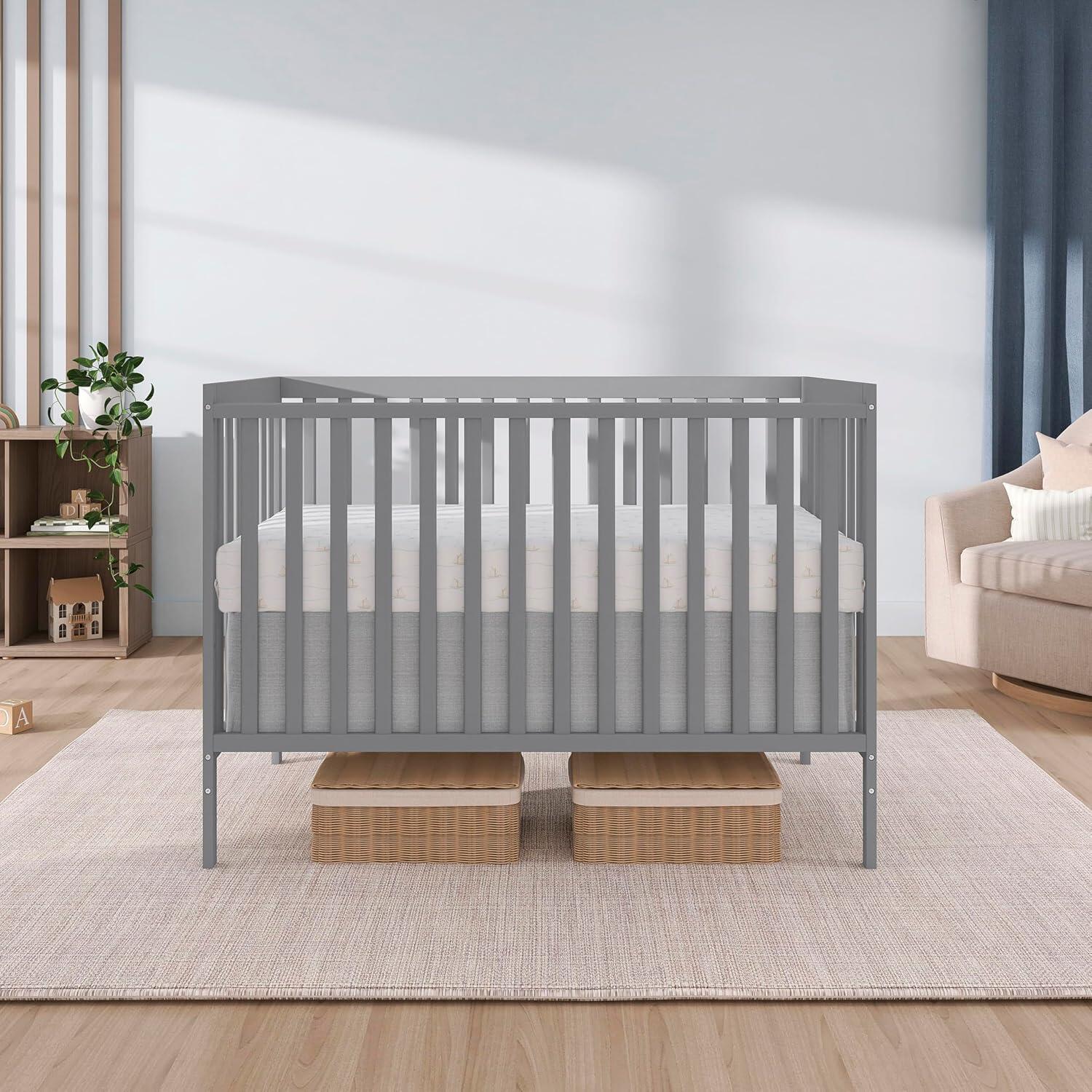 Dream On Me Synergy 5-in-1 Convertible Crib, Steel Gray, rollover