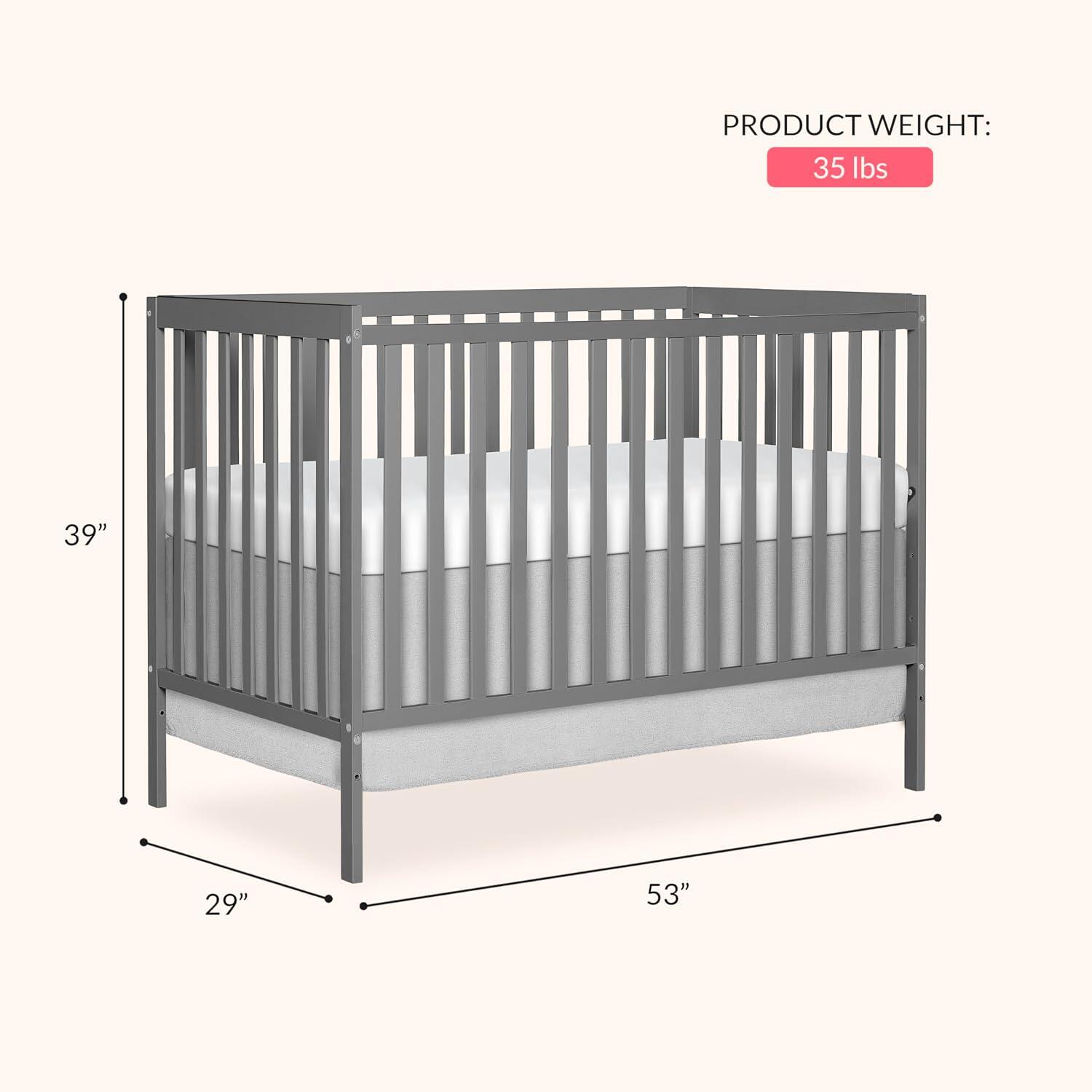 Dream On Me Synergy 5-in-1 Convertible Crib, Steel Gray, large