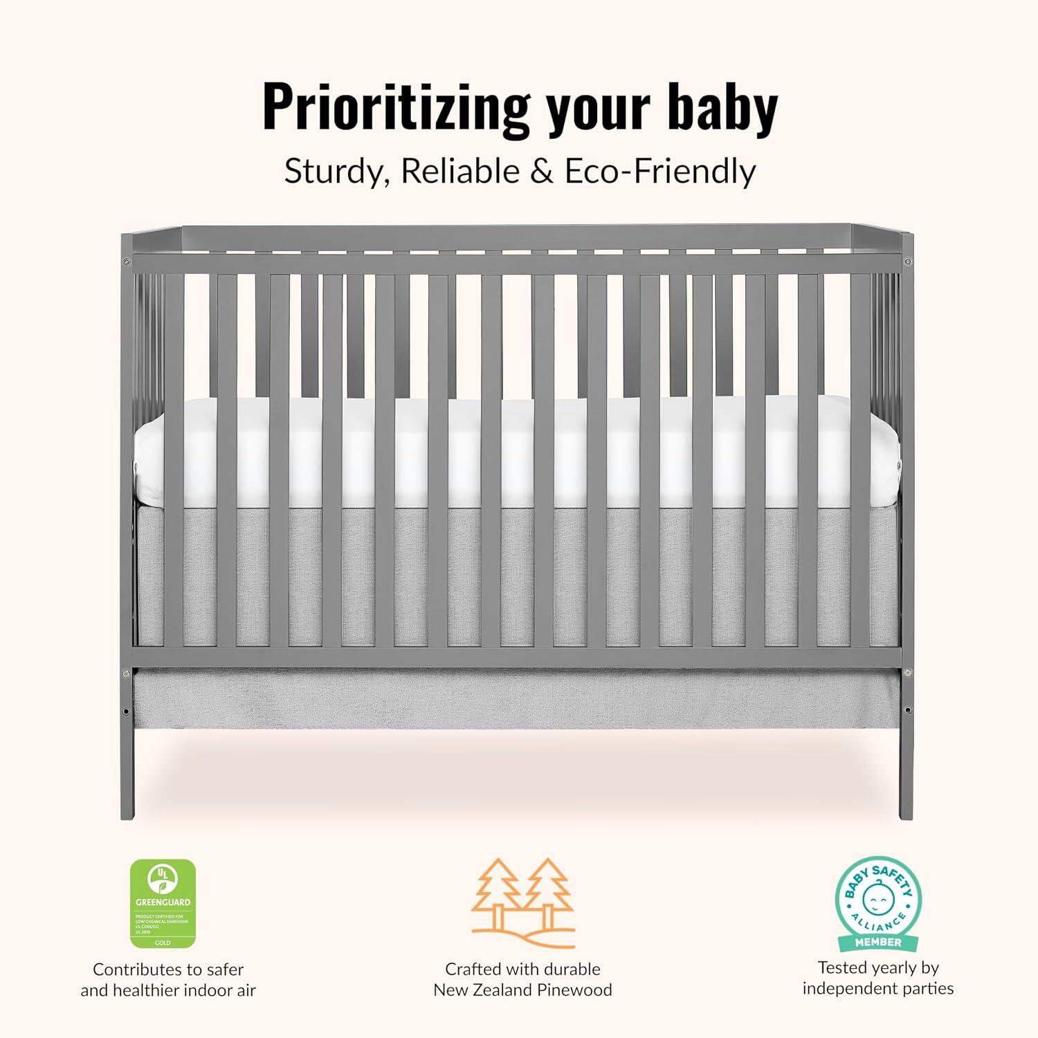 Dream On Me Synergy 5-in-1 Convertible Crib, Steel Gray, large