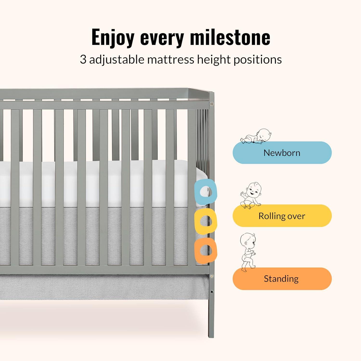 Dream On Me Synergy 5-in-1 Convertible Crib, Steel Gray, large