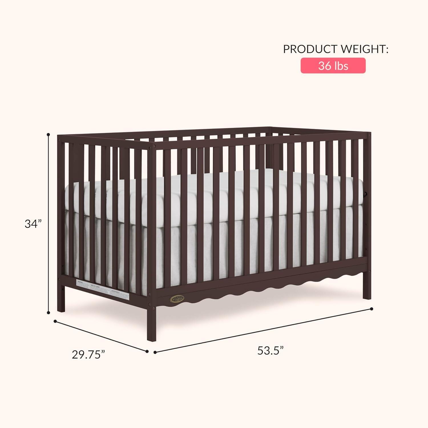 Dream On Me Synergy Wave 5-in-1 Convertible Crib, Chocolate Chip, large