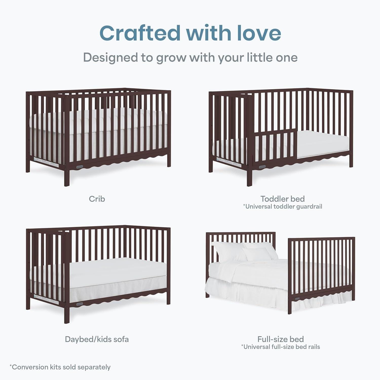 Dream On Me Synergy Wave 5-in-1 Convertible Crib, Chocolate Chip, large