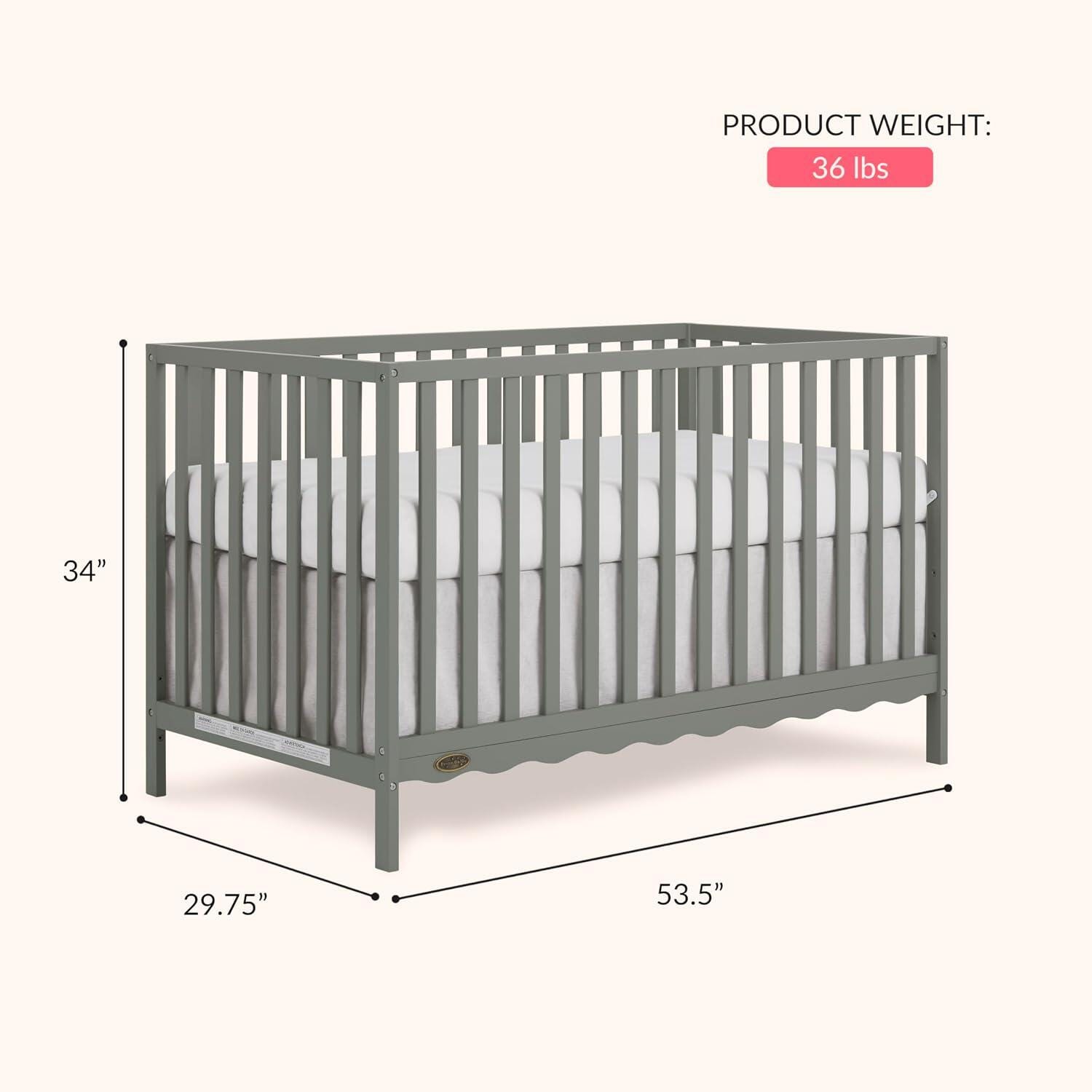 Dream On Me Synergy Wave 5-in-1 Convertible Crib, Seagrass, large
