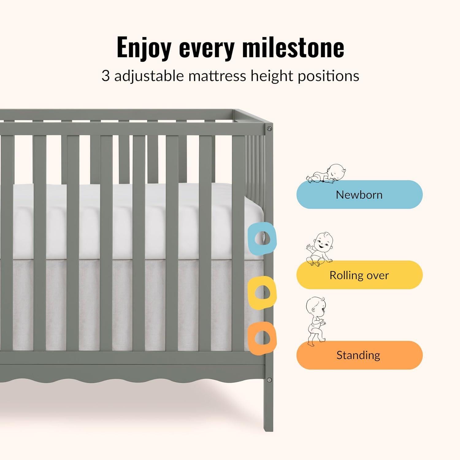 Dream On Me Synergy Wave 5-in-1 Convertible Crib, Seagrass, large