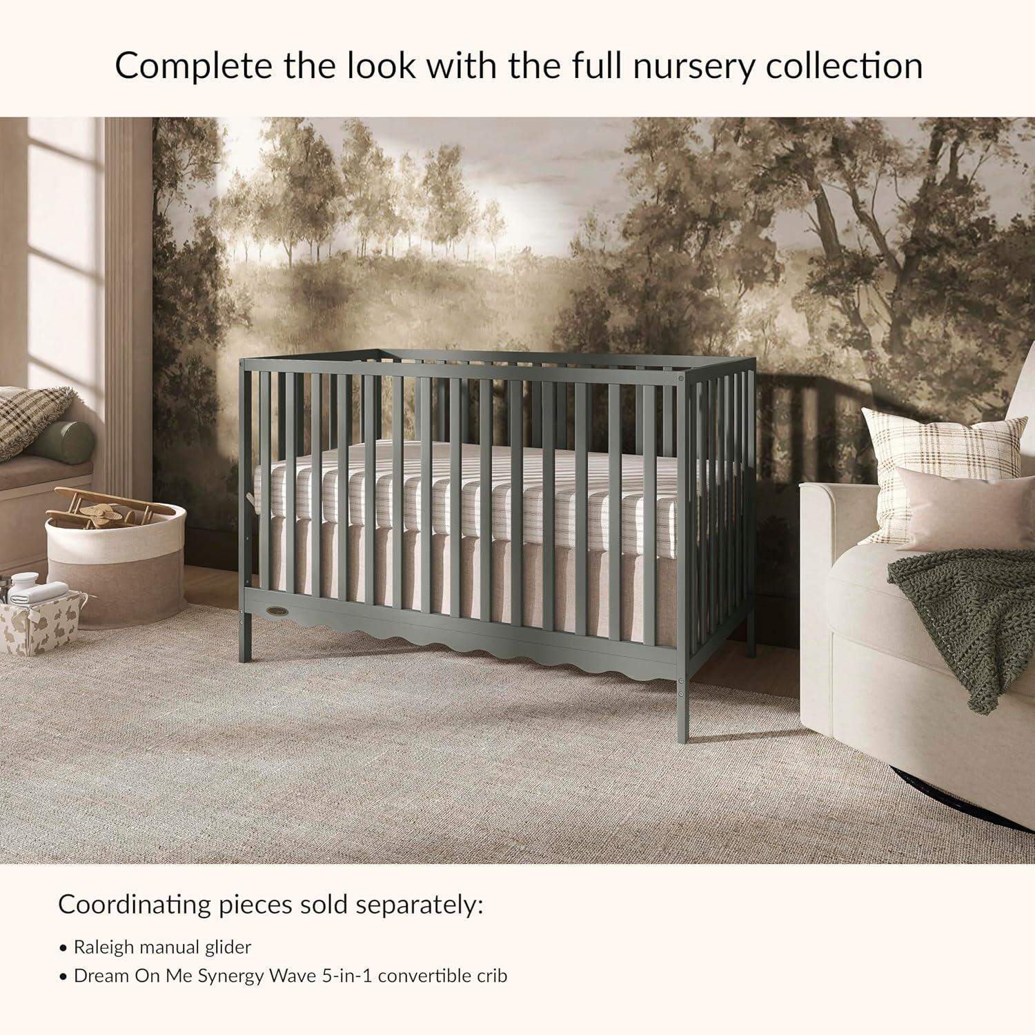 Dream On Me Synergy Wave 5-in-1 Convertible Crib, Seagrass, large