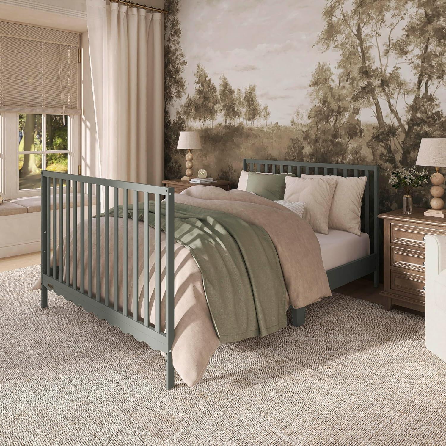 Dream On Me Synergy Wave 5-in-1 Convertible Crib, Seagrass, large