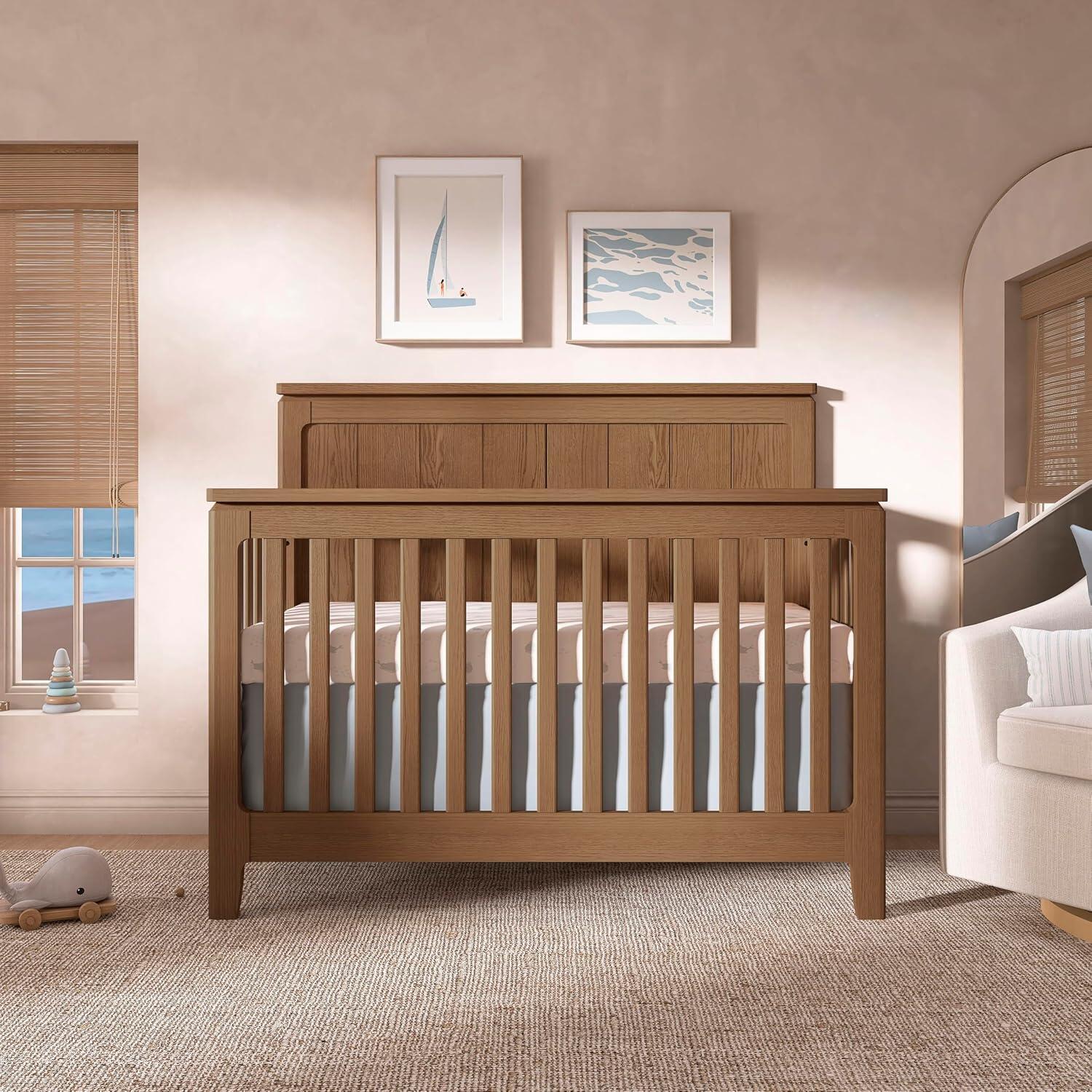 Evolur Oakley 5-in-1 Convertible Crib, Dark Brown, large