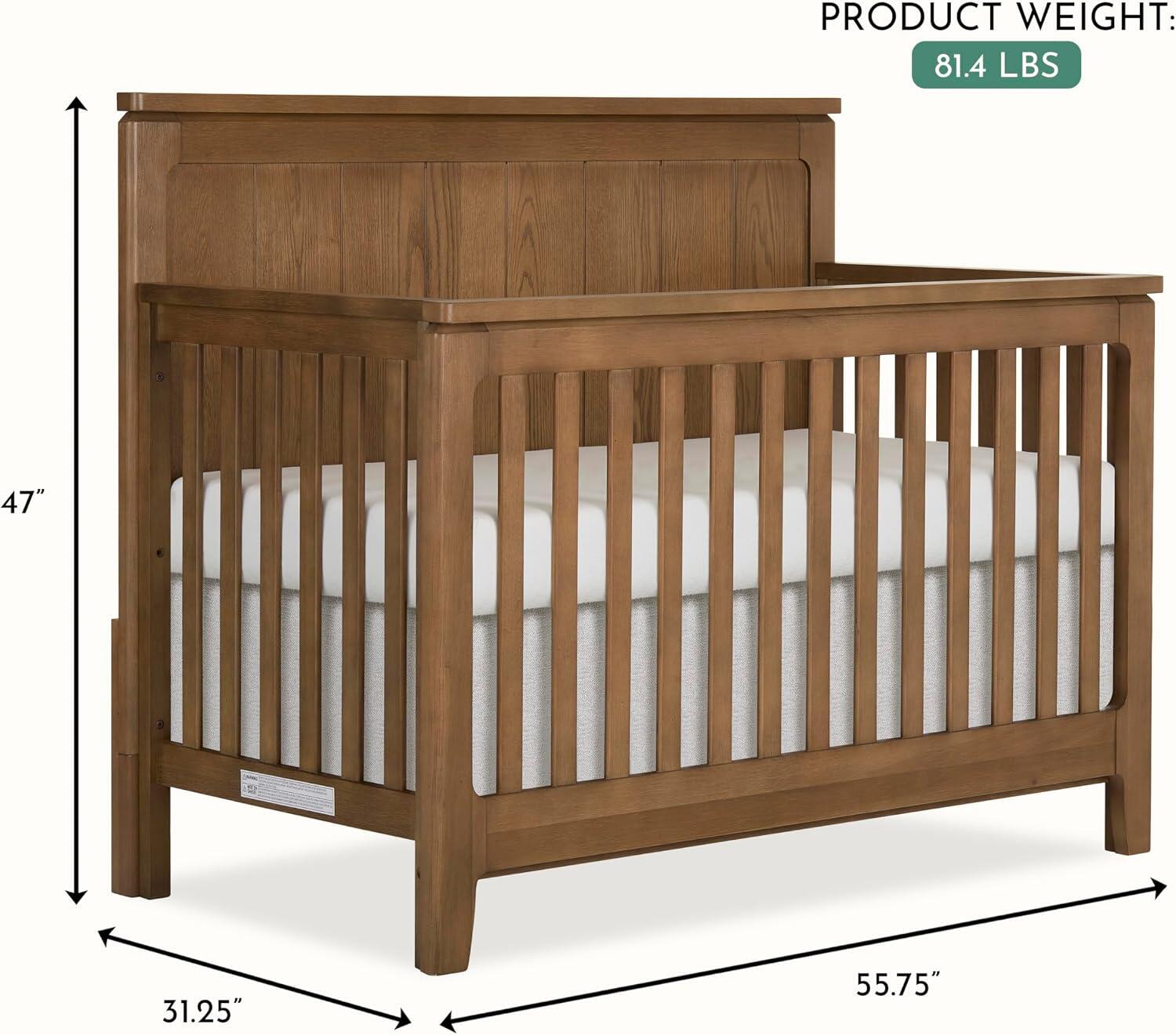Evolur Oakley 5-in-1 Convertible Crib, Dark Brown, large