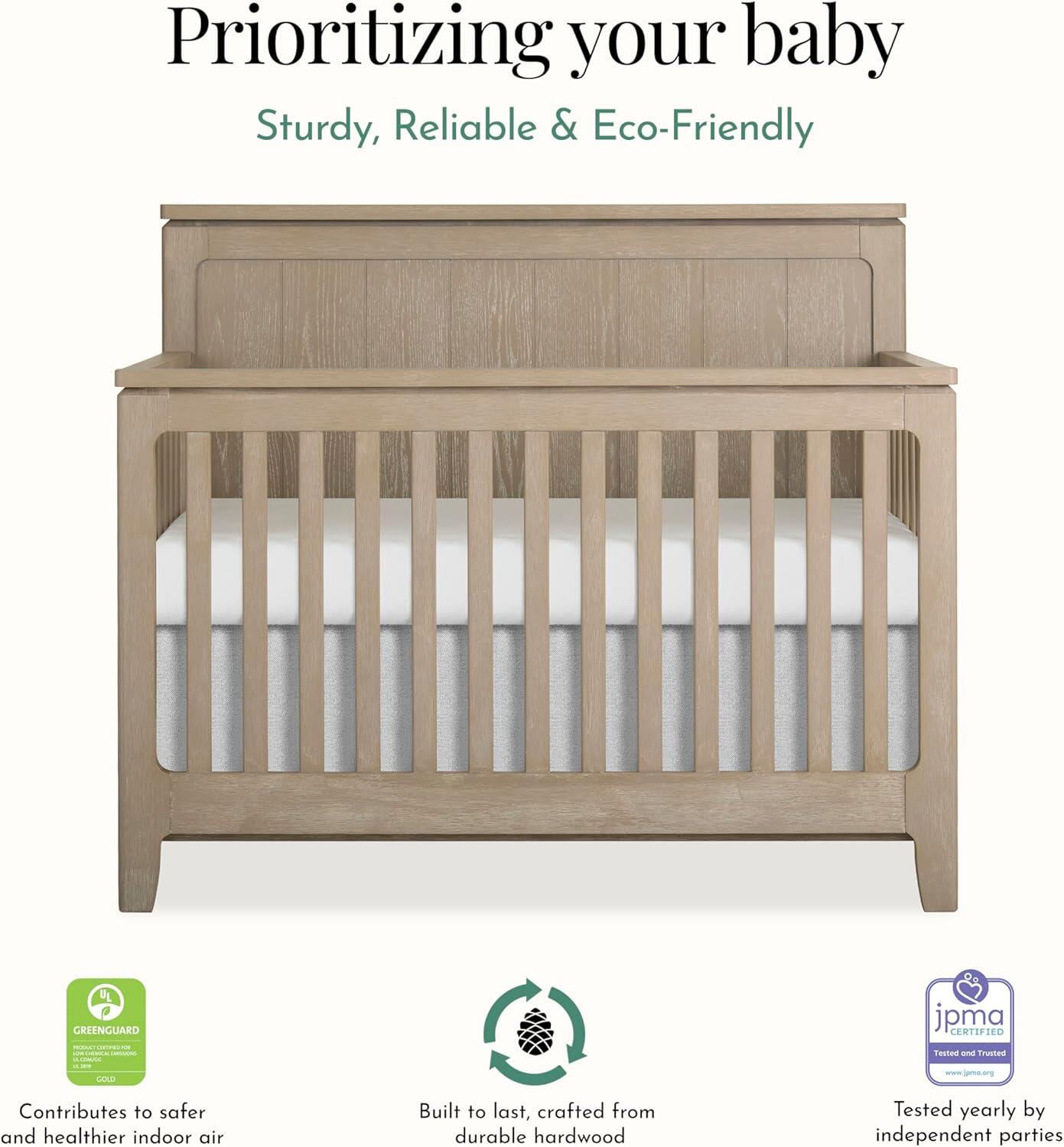 Evolur Oakley 5-in-1 Convertible Crib, Dark Brown, large