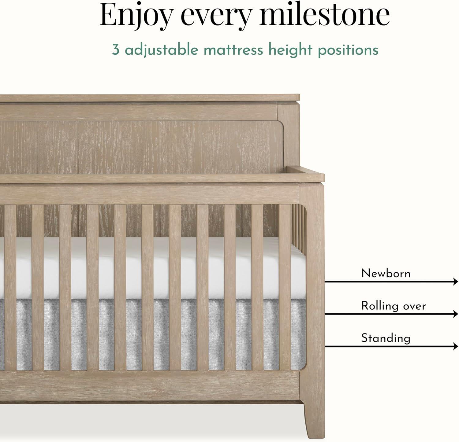 Evolur Oakley 5-in-1 Convertible Crib, Dark Brown, large