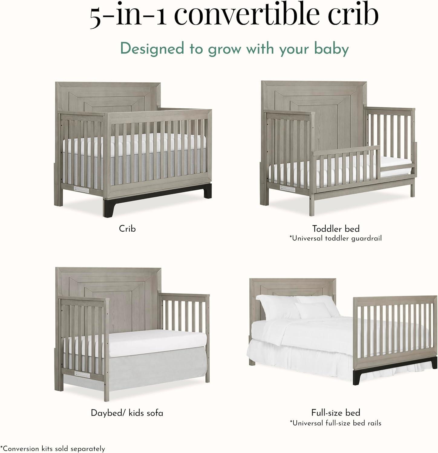 Evolur Remy 5-in-1 Convertible Crib, , large