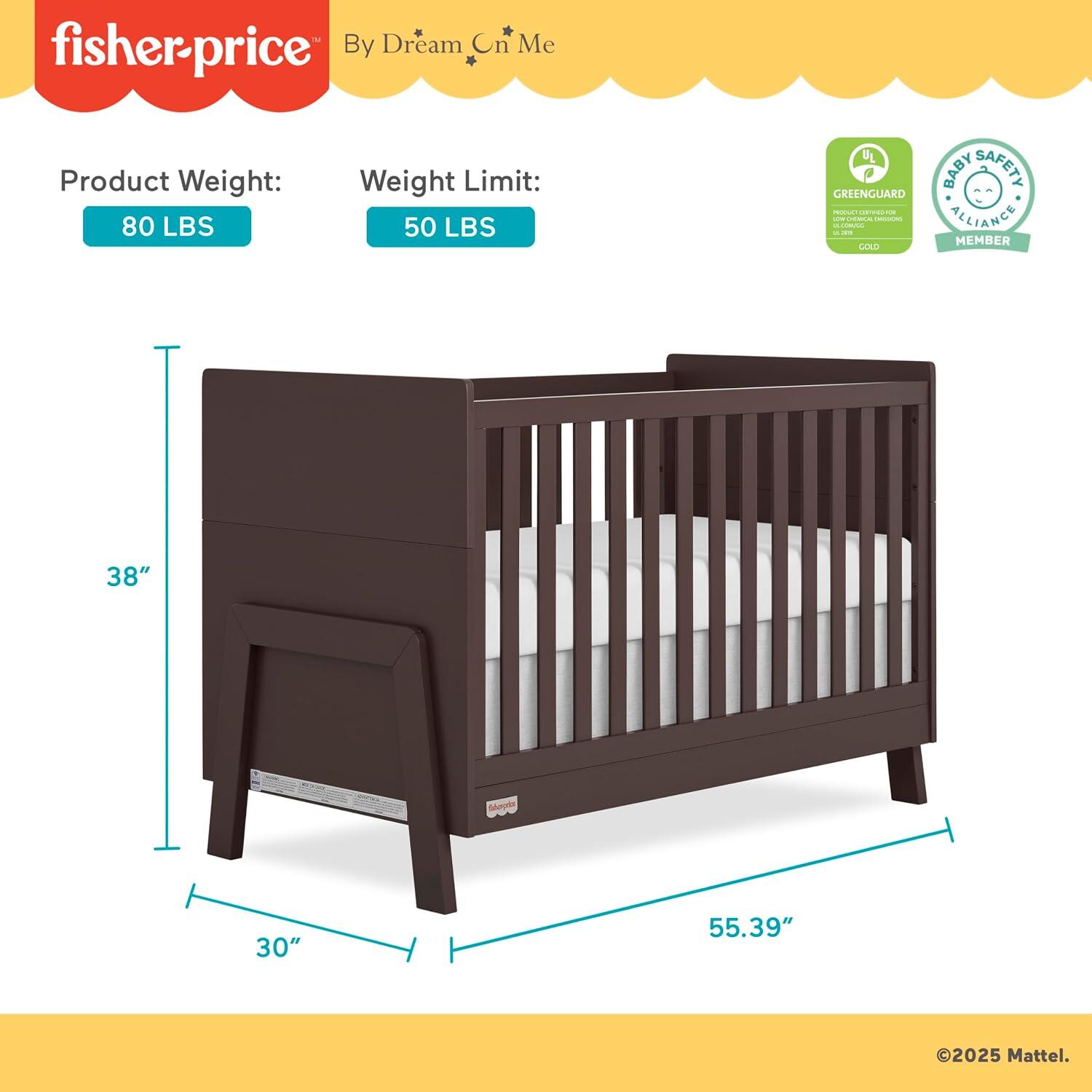 Fisher-Price Iris 4-in-1 Convertible Crib, Chocolate Chip, large