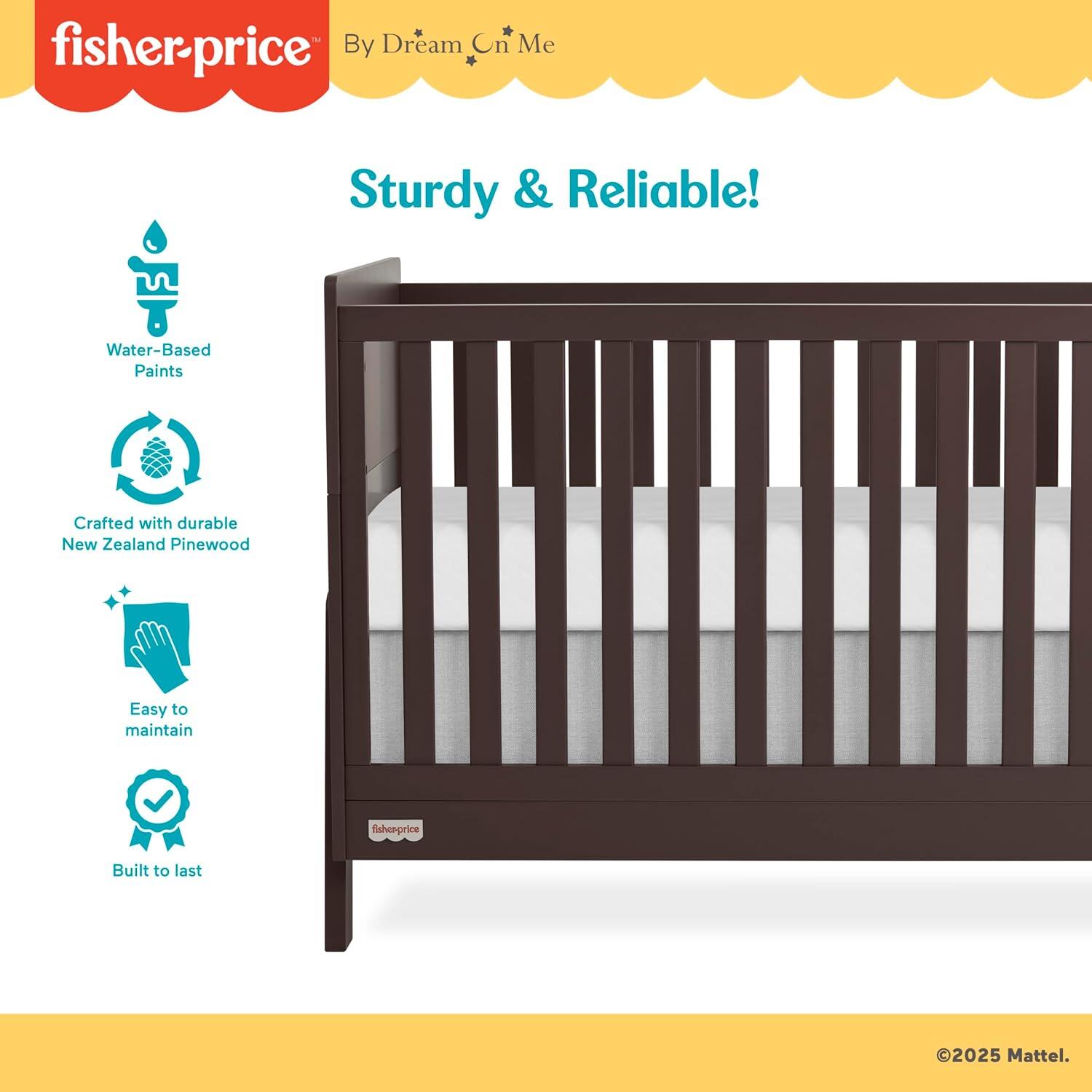 Fisher-Price Iris 4-in-1 Convertible Crib, Chocolate Chip, large
