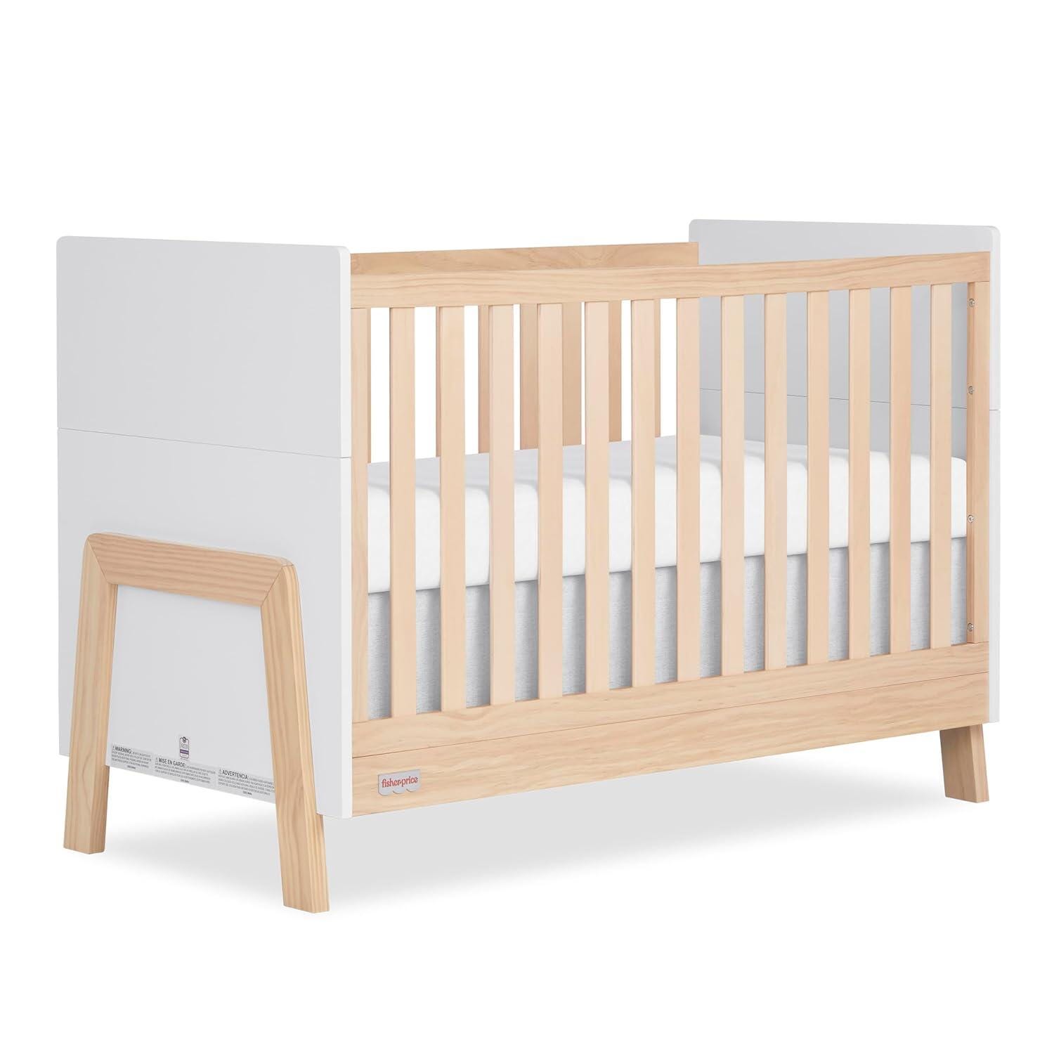 Fisher-Price Iris 4-in-1 Convertible Crib, Vintage White/Beige, large