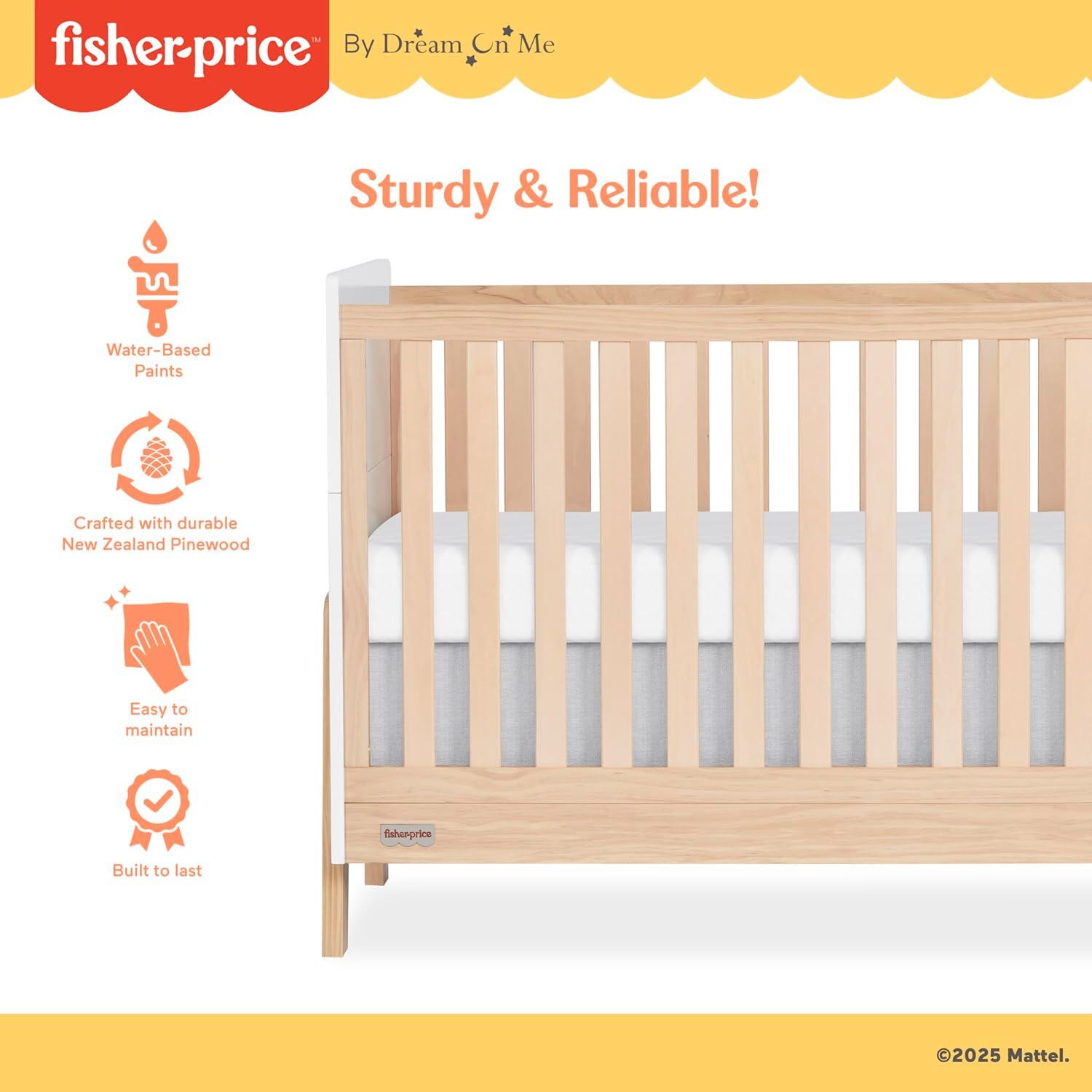 Fisher-Price Iris 4-in-1 Convertible Crib, Vintage White/Beige, large