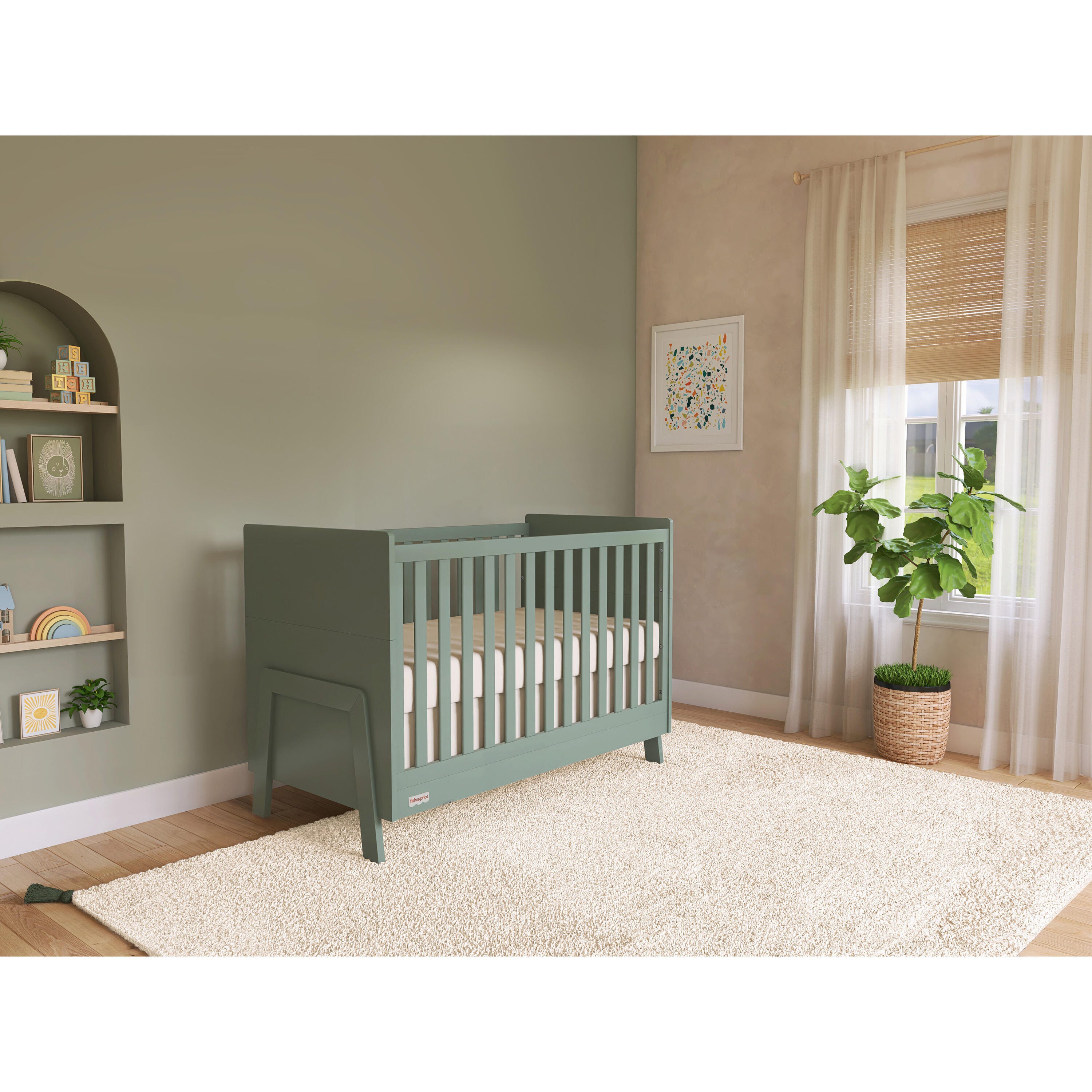 Fisher-Price Iris 4-in-1 Convertible Crib, Meadow Green, large