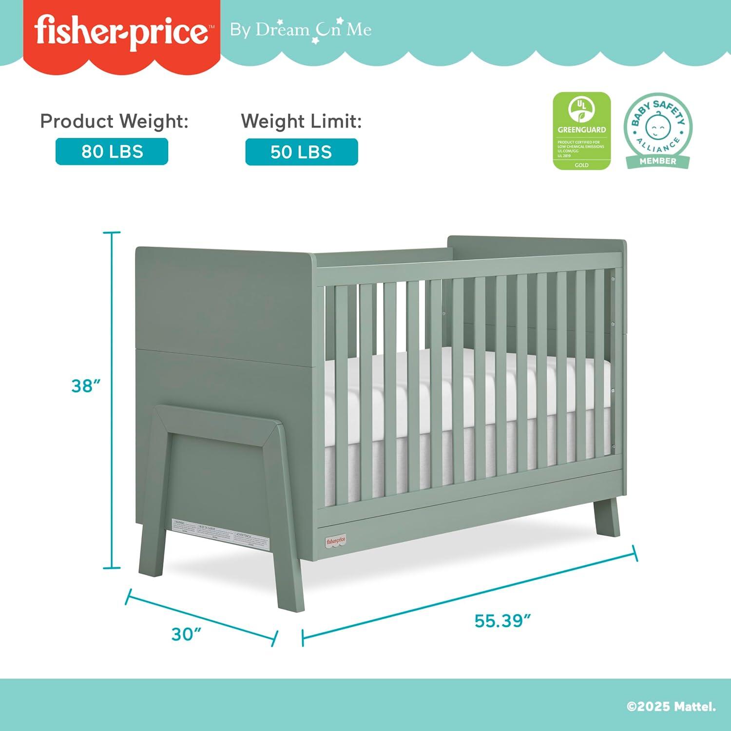 Fisher-Price Iris 4-in-1 Convertible Crib, Meadow Green, large