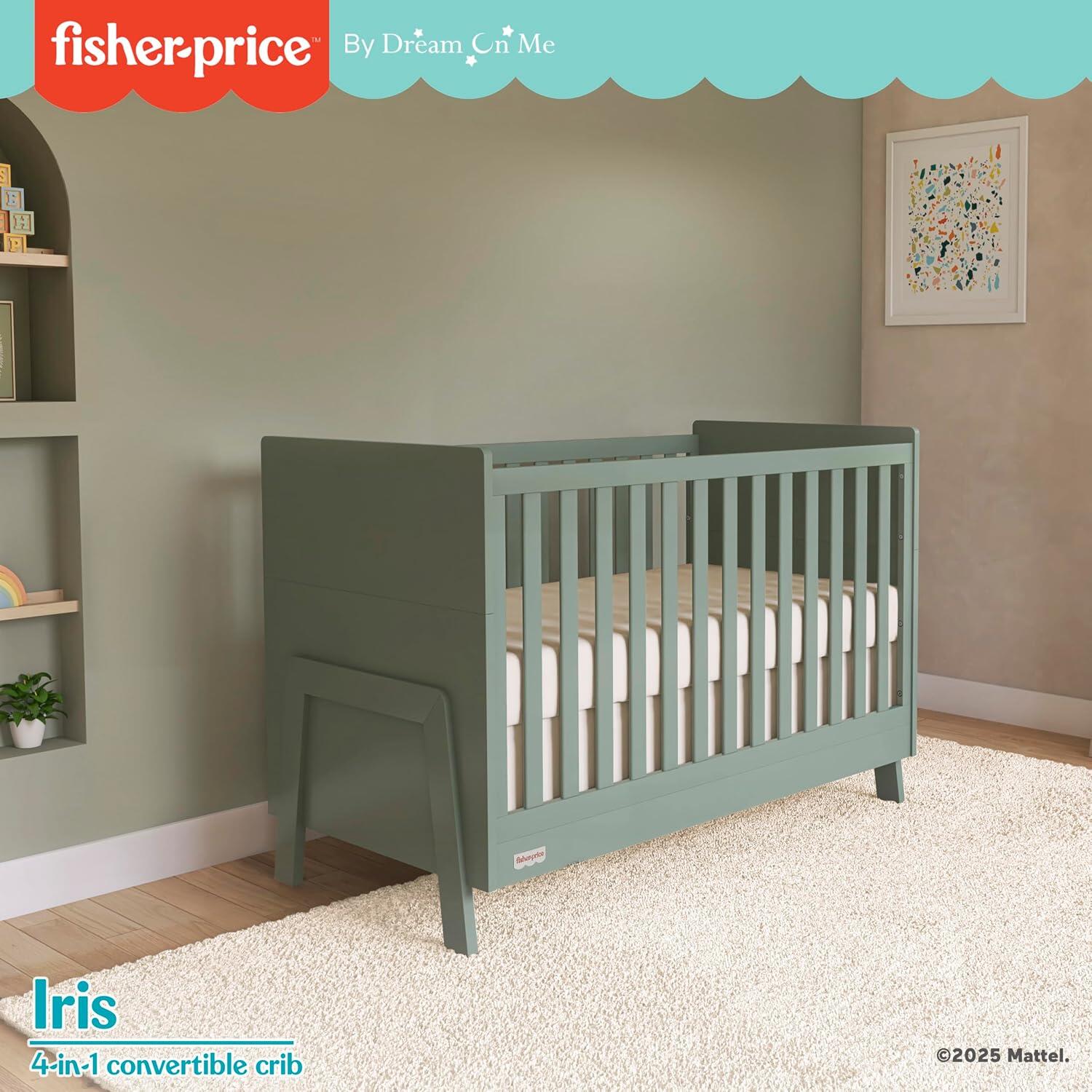 Fisher-Price Iris 4-in-1 Convertible Crib, Meadow Green, large