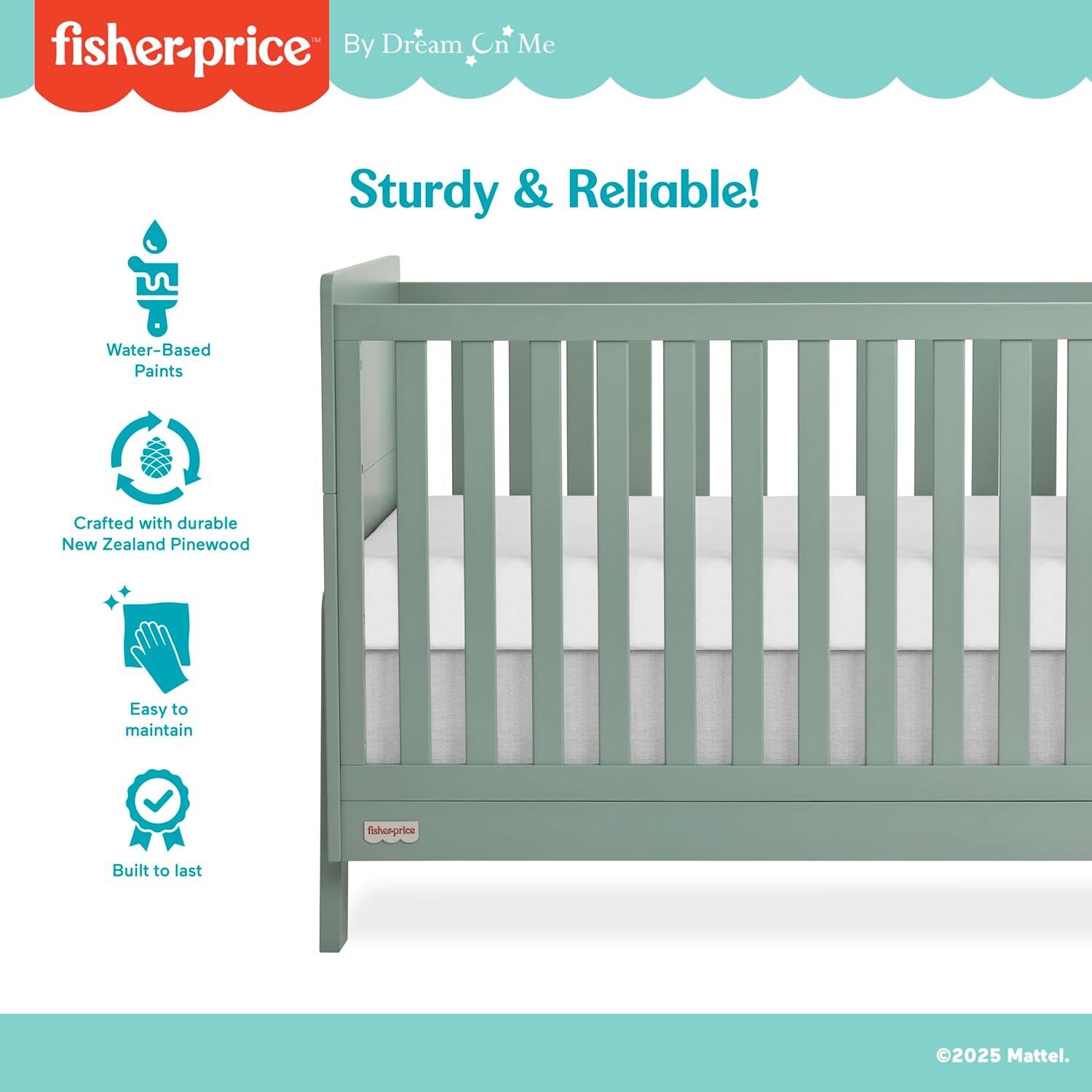 Fisher-Price Iris 4-in-1 Convertible Crib, Meadow Green, large