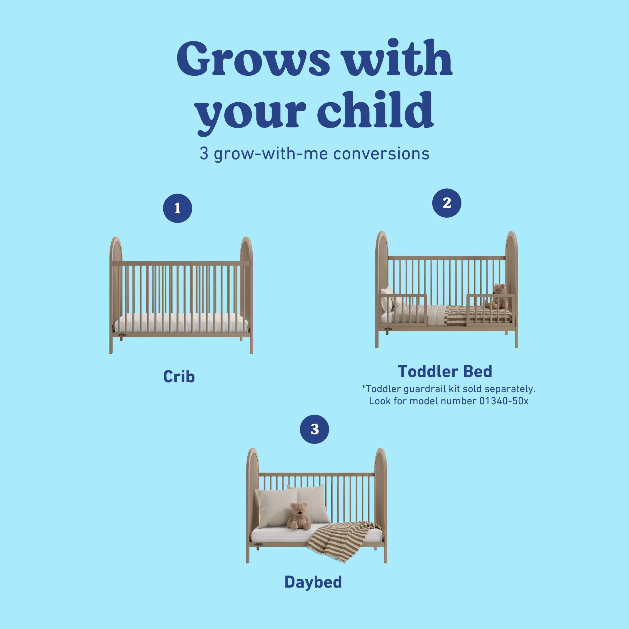 Graco Olivia 3-in-1 Convertible Crib, Taupe, large