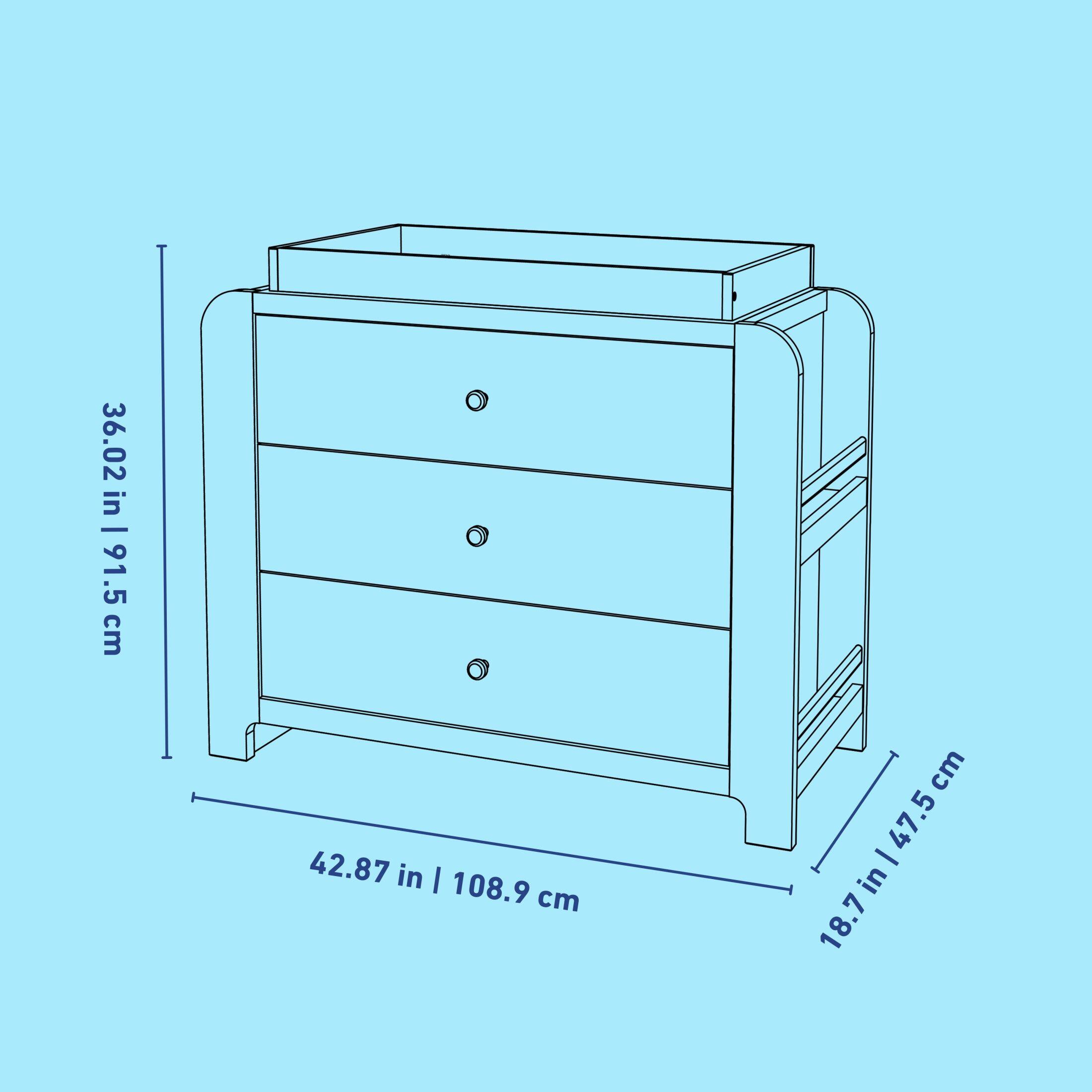 Graco Read-with-Me 3 Drawer Chest with Bookshelves and Changing Topper, Driftwood, large