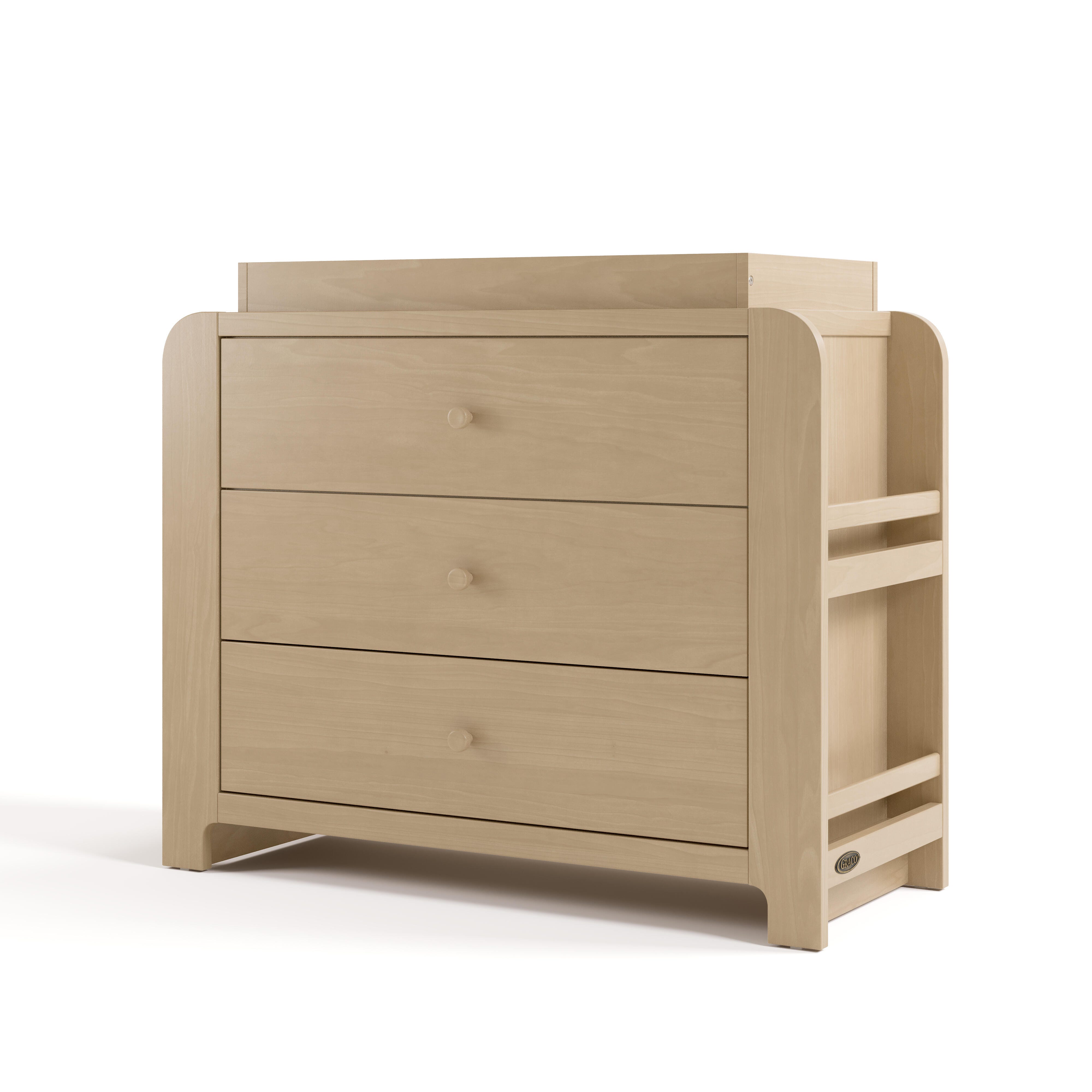 Graco Read-with-Me 3 Drawer Chest with Bookshelves and Changing Topper, Driftwood