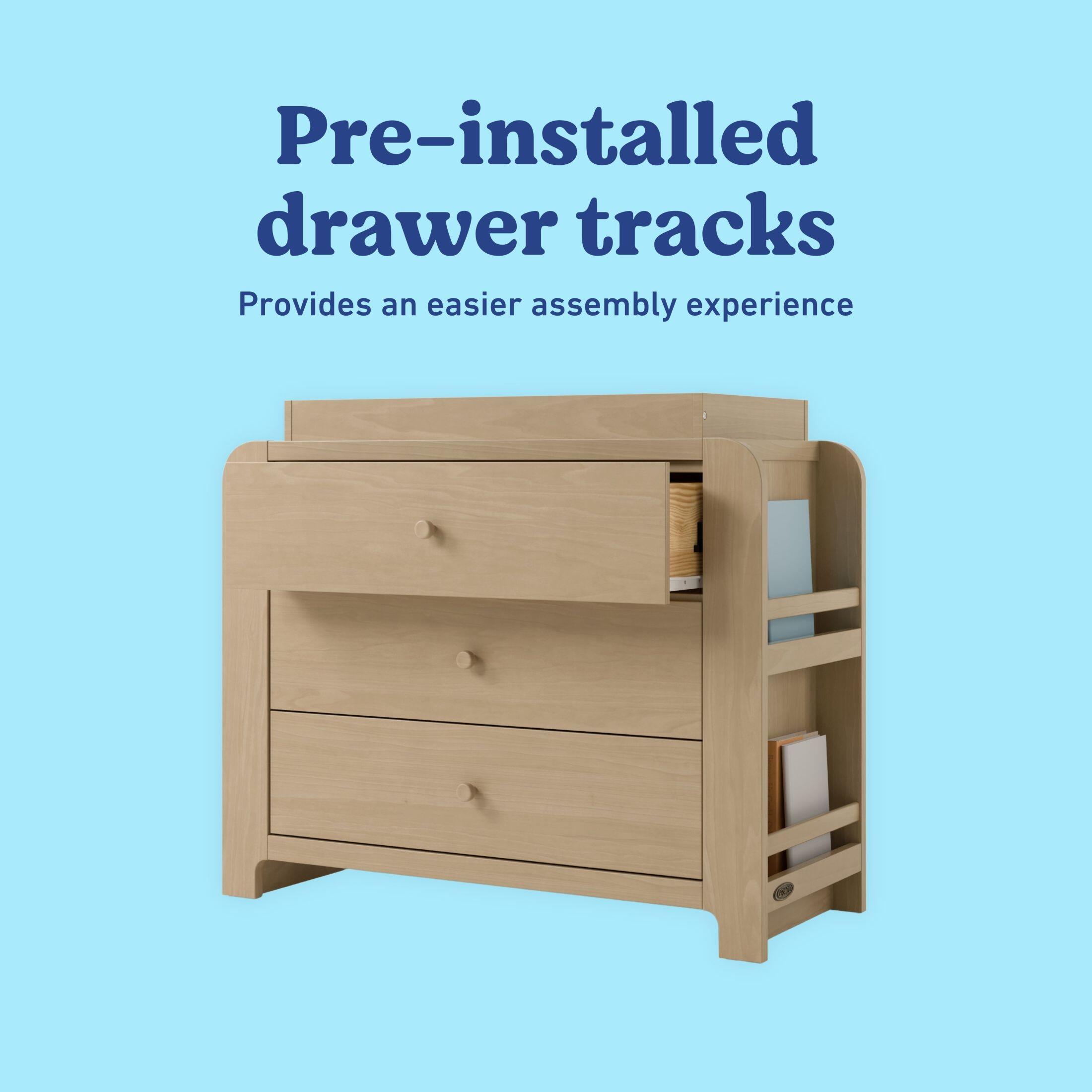 Graco Read-with-Me 3 Drawer Chest with Bookshelves and Changing Topper, Driftwood, large