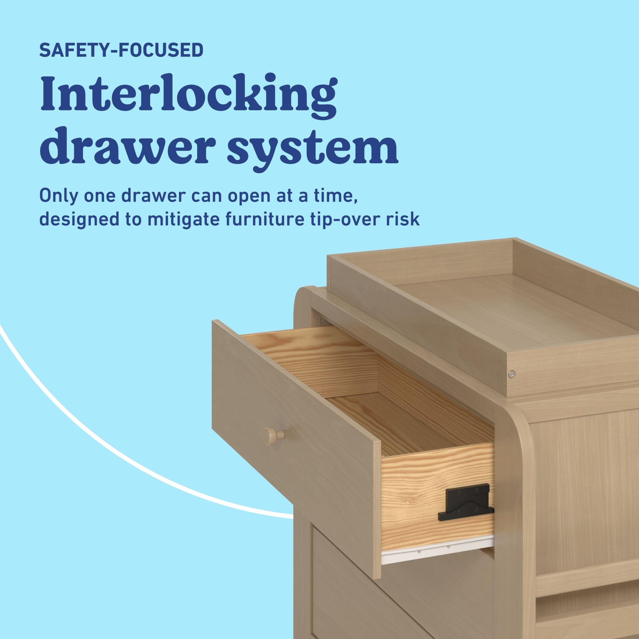 Graco Read-with-Me 3 Drawer Chest with Bookshelves and Changing Topper, Driftwood, large