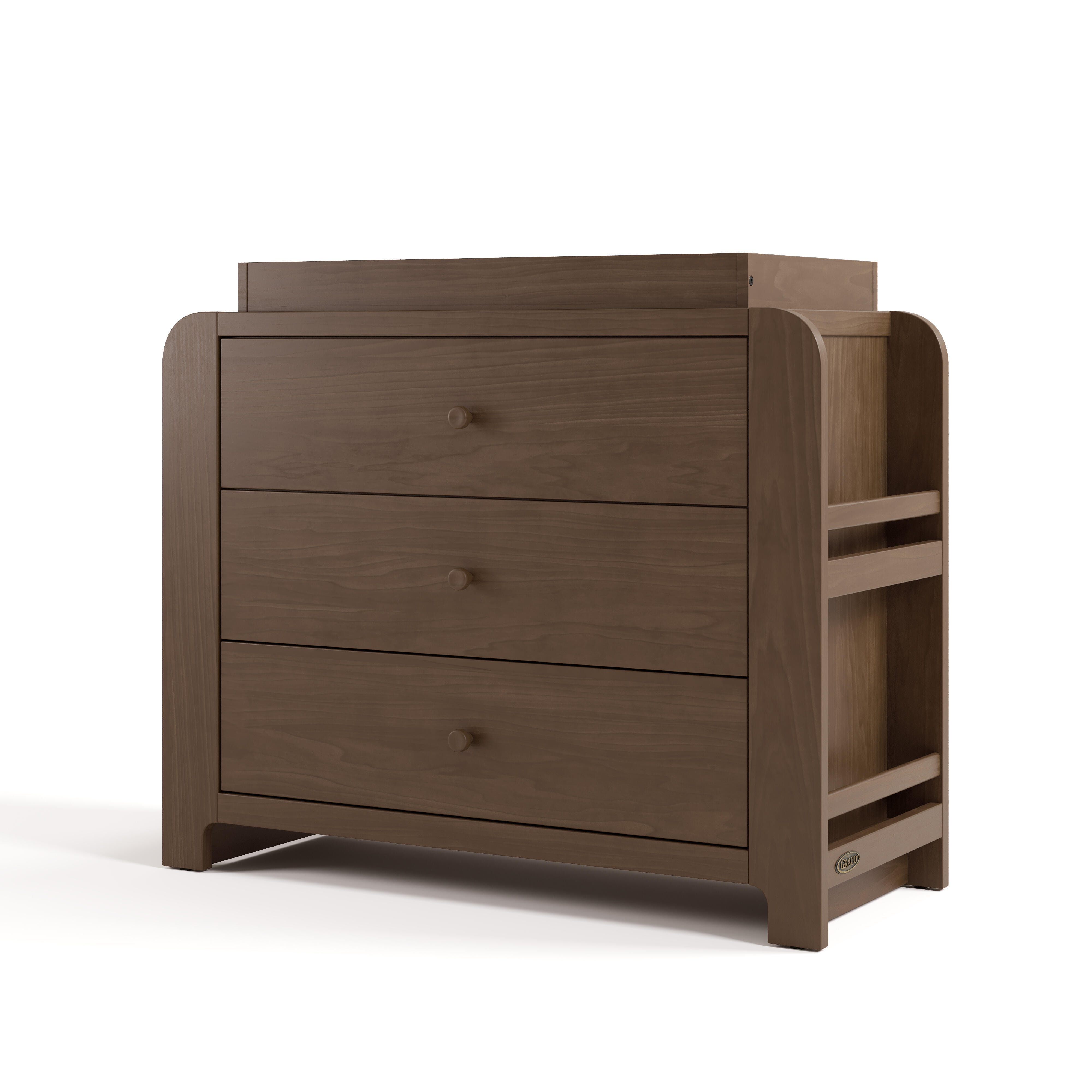 Graco Read-with-Me 3 Drawer Chest with Bookshelves and Changing Topper, Hazelnut, large