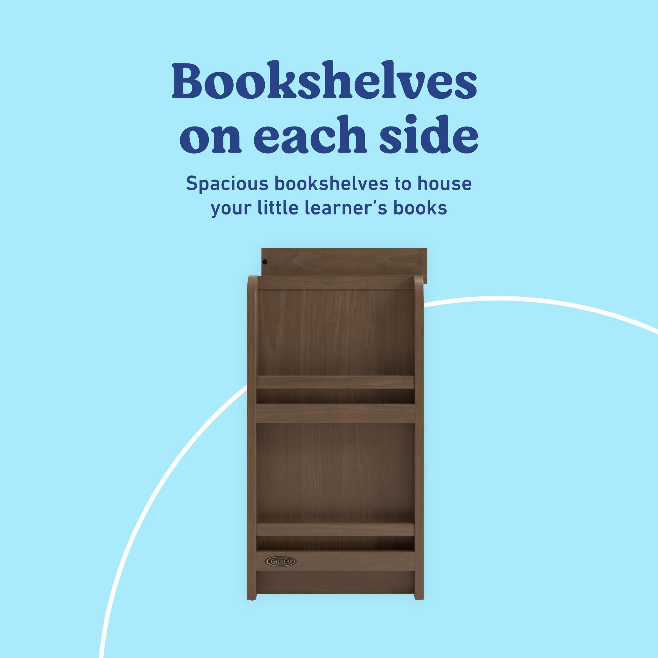 Graco Read-with-Me 3 Drawer Chest with Bookshelves and Changing Topper, Hazelnut, large