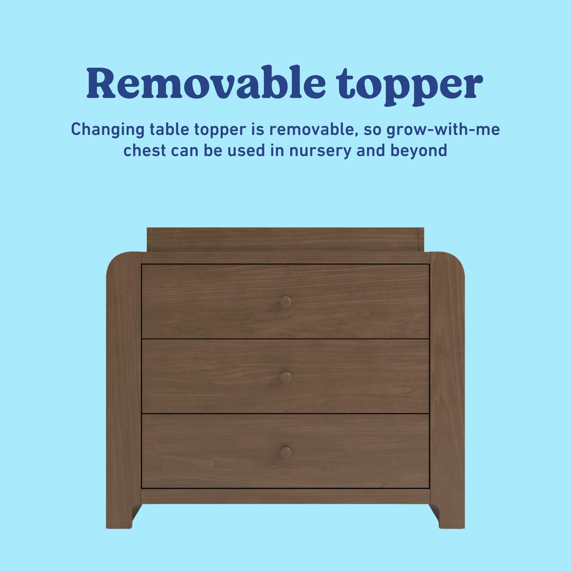 Graco Read-with-Me 3 Drawer Chest with Bookshelves and Changing Topper, Hazelnut, large