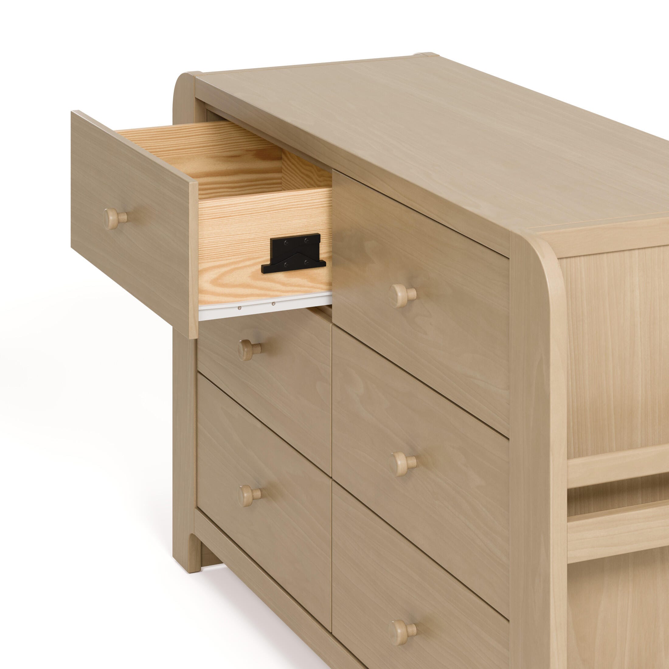 Graco Read-with-Me 6 Drawer Dresser with Bookshelves, Driftwood, large