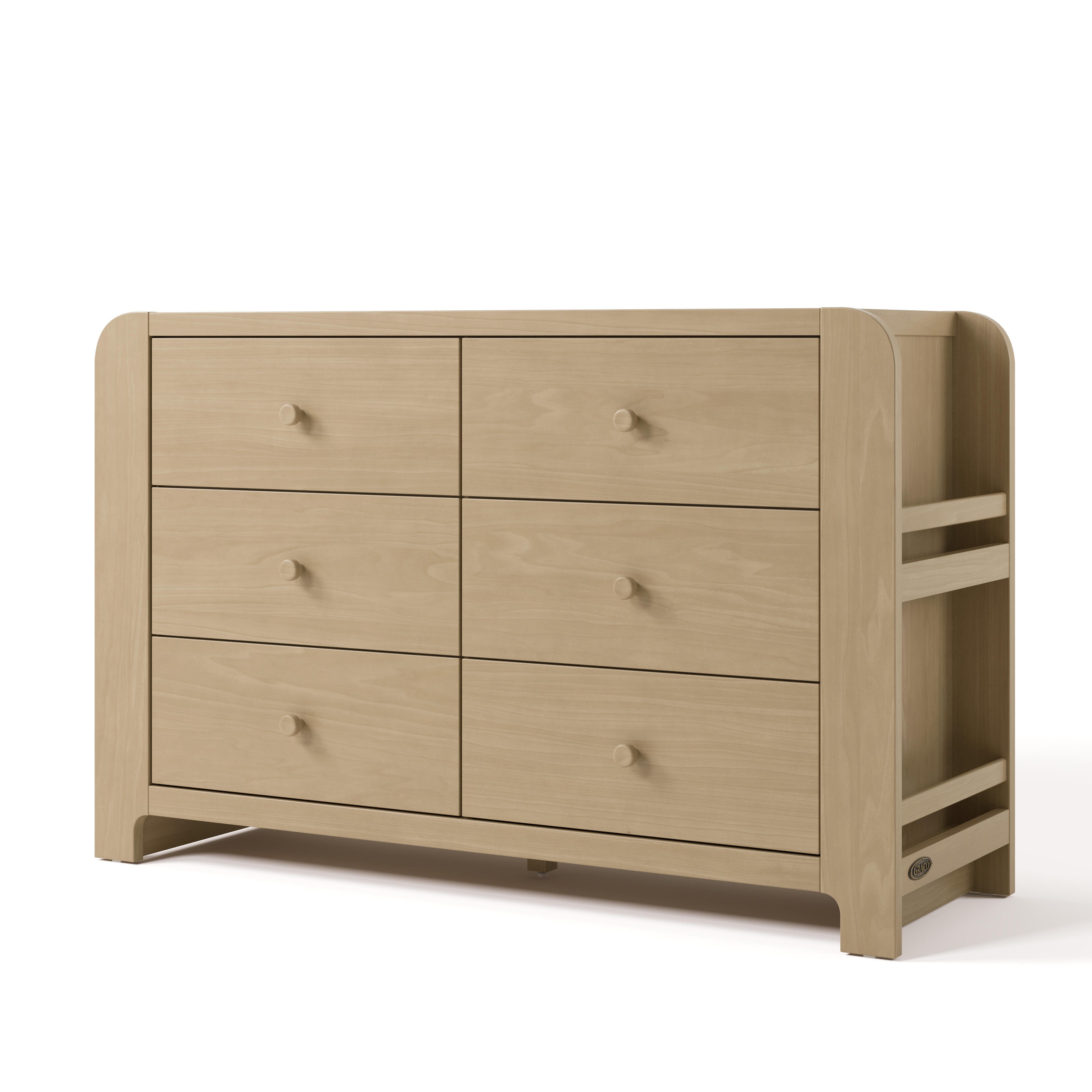 Graco Read-with-Me 6 Drawer Dresser with Bookshelves, Driftwood, large