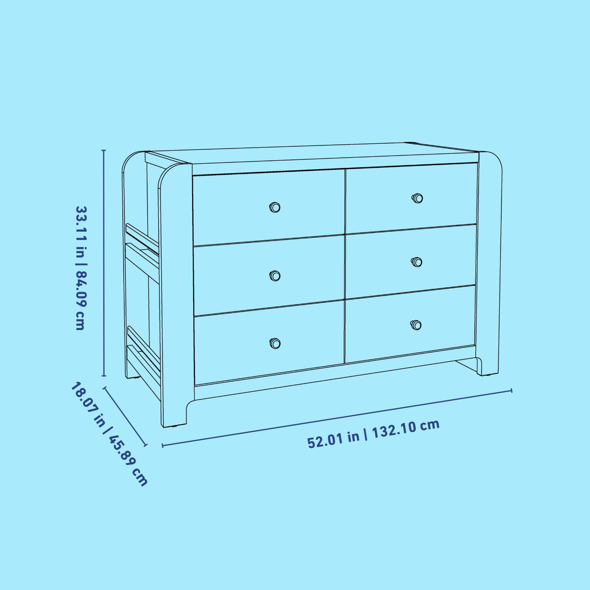 Graco Read-with-Me 6 Drawer Dresser with Bookshelves, Driftwood, large