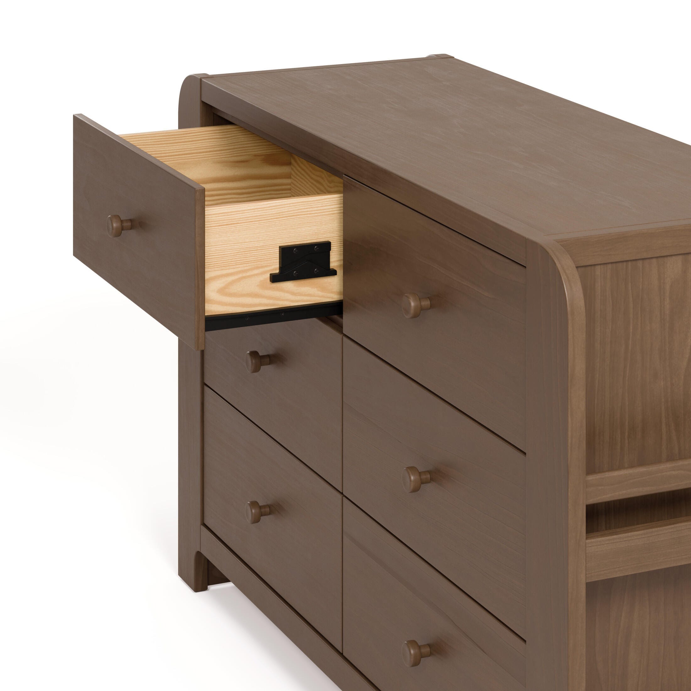 Graco Read-with-Me 6 Drawer Dresser with Bookshelves, Hazelnut, large