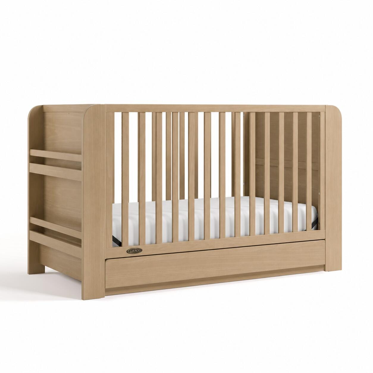 Graco Read-with-Me 4-in-1 Convertible Crib with Storage Drawer, Driftwood, large